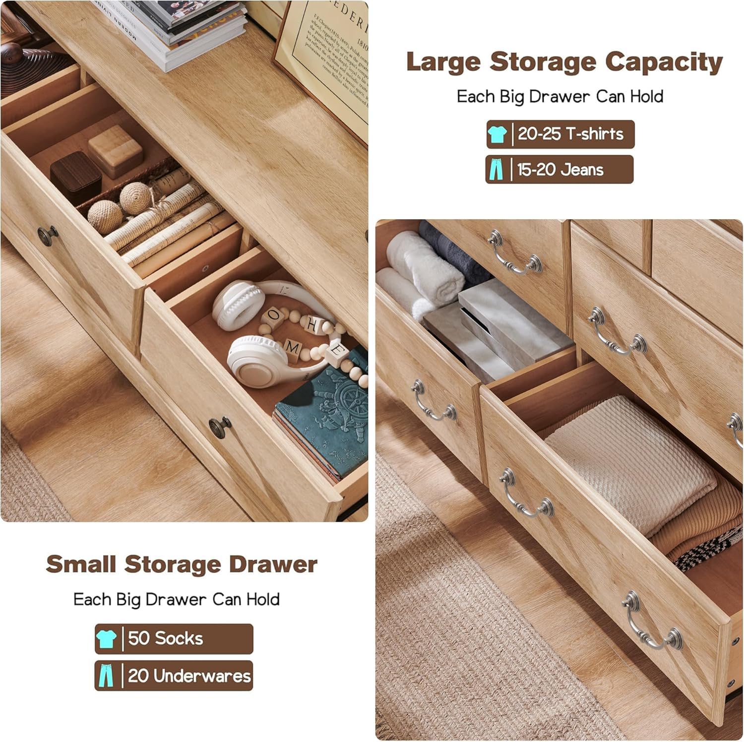 Blishom Cassettiera Camera da Letto con 7 cassetti,settimino camera da letto,Moderno e Salvaspazio per la Camera da Letto Soggiorno e Ingresso,120x40x83CM,Bianco