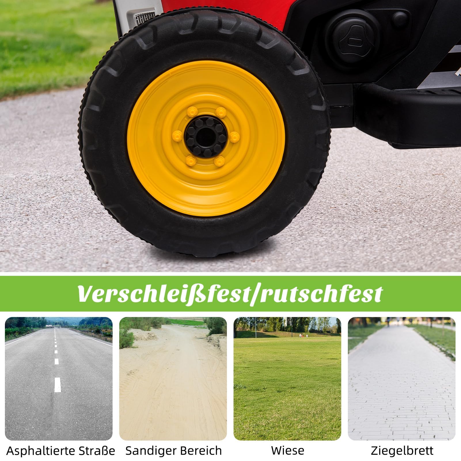 12V Tracteur électrique Enfants, avec Remorque Amovible, Voiture électrique Enfants pour 3 à 8 Ans, avec Télécommande, Musique & MP3, 3 Vitesses, Rouge