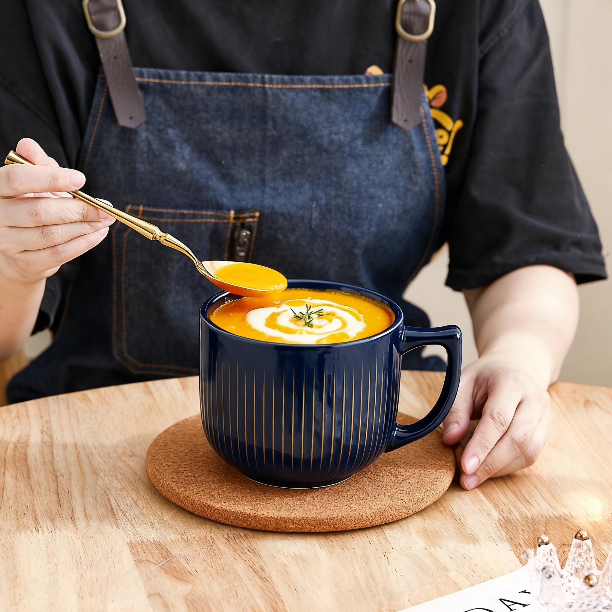 Cuencos de sopa de cerámica con asa y tapa ventilada, taza de sopa grande y profunda de 32 onzas con tapa, cuencos de ramen de viaje para fideos instantáneos y cereales, juego de 2, aptos para
