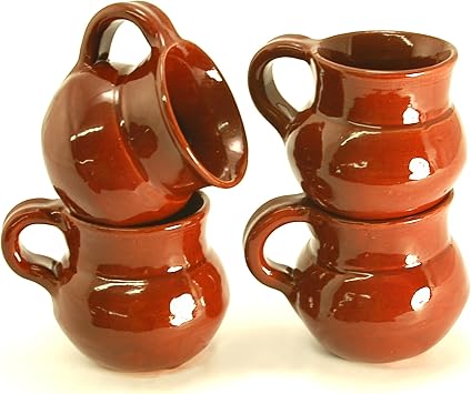 Ancient Cookware, Mexican Clay Jarrito Mug, 10 Ounces