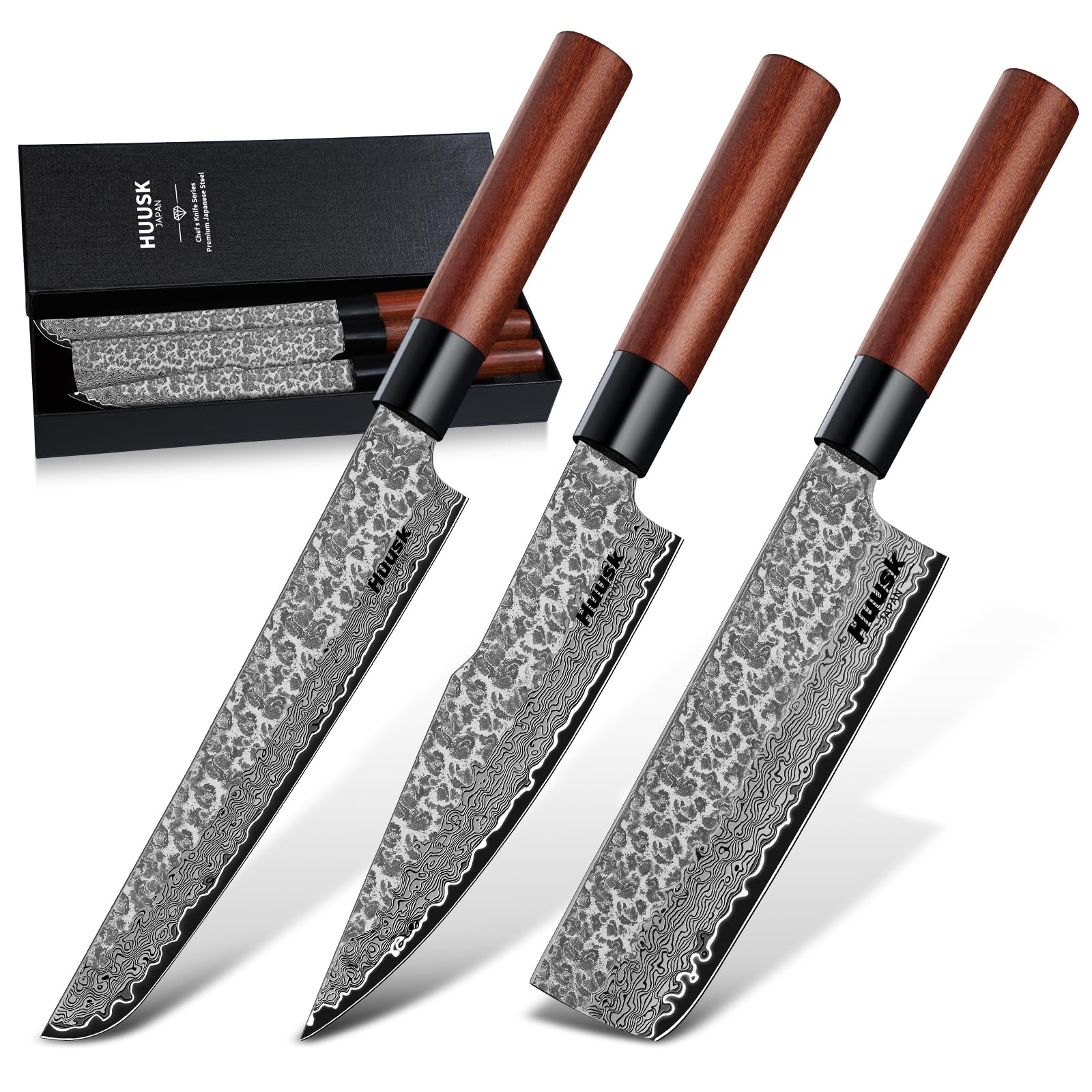 Huusk Japanese Kitchen Knife Set 3Pcs