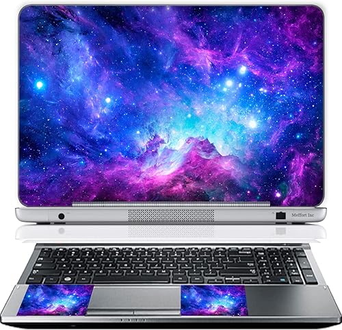 Meffort Inc Adhesivo decorativo para laptop de hasta 17.3 pulgadas (incluye 2 muñequeras) - Nubes de galaxia
