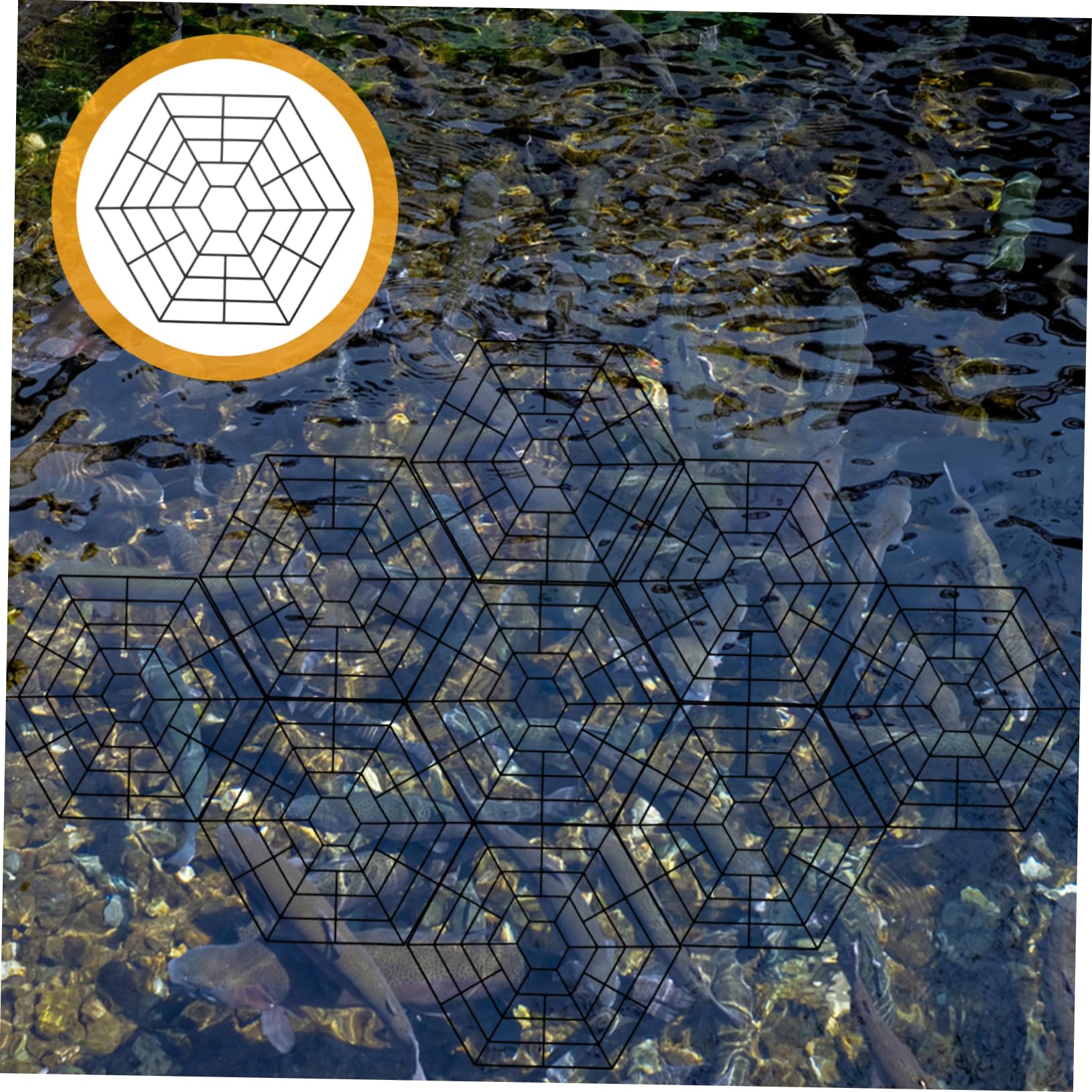 UPKOCH 15piezas Protección para Peces Hexagonales De Plástico para Estanques Pequeños Disuasorio De Garzas para Estanques Al Aire Accesorios De Seguridad para De Peces