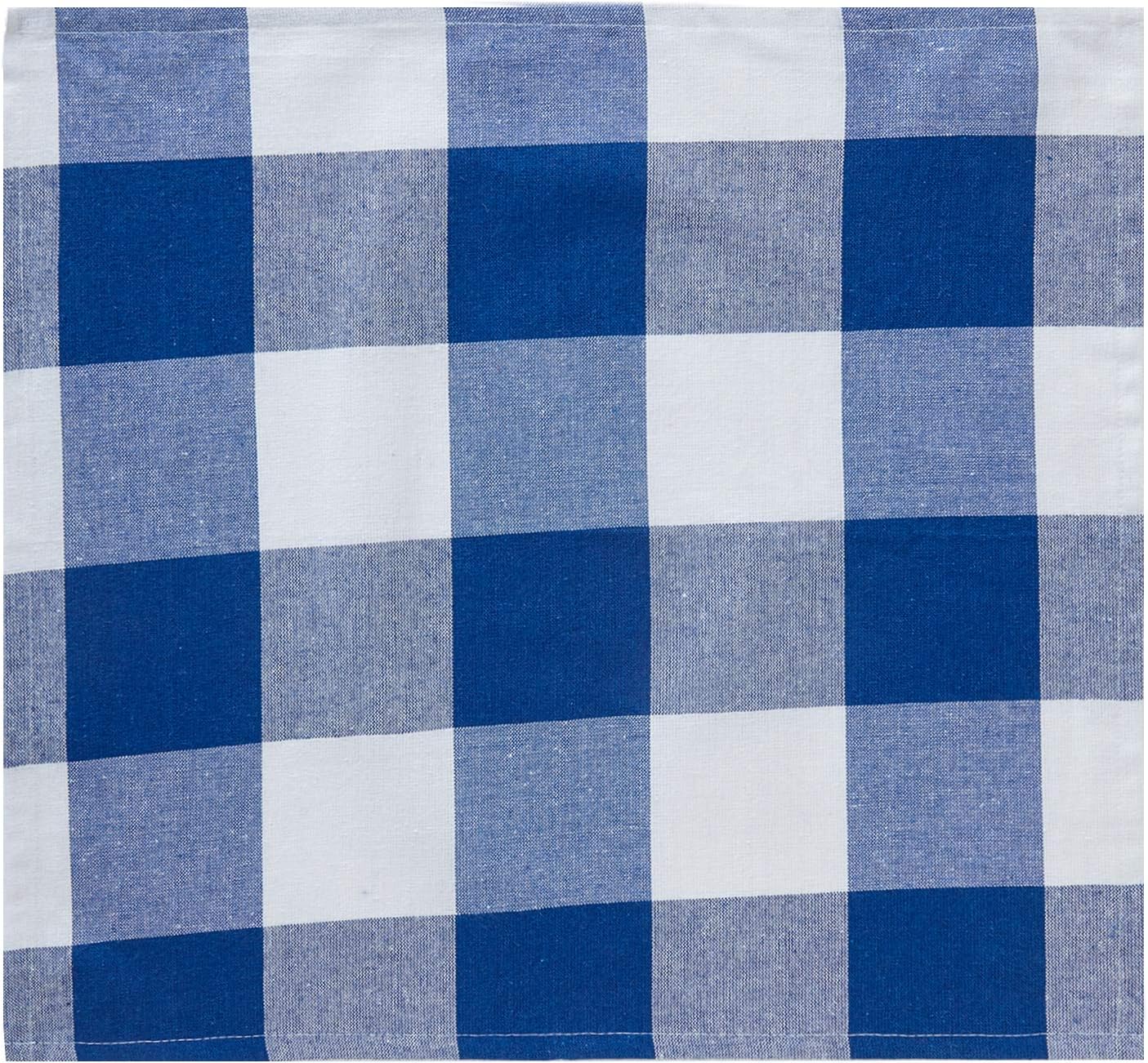 Encasa XO Cotton Cloth Napkins Set of 12, 17"x17", Buffalo Blue Checks, 43 x 43 cm (Set of 12) - Image 3
