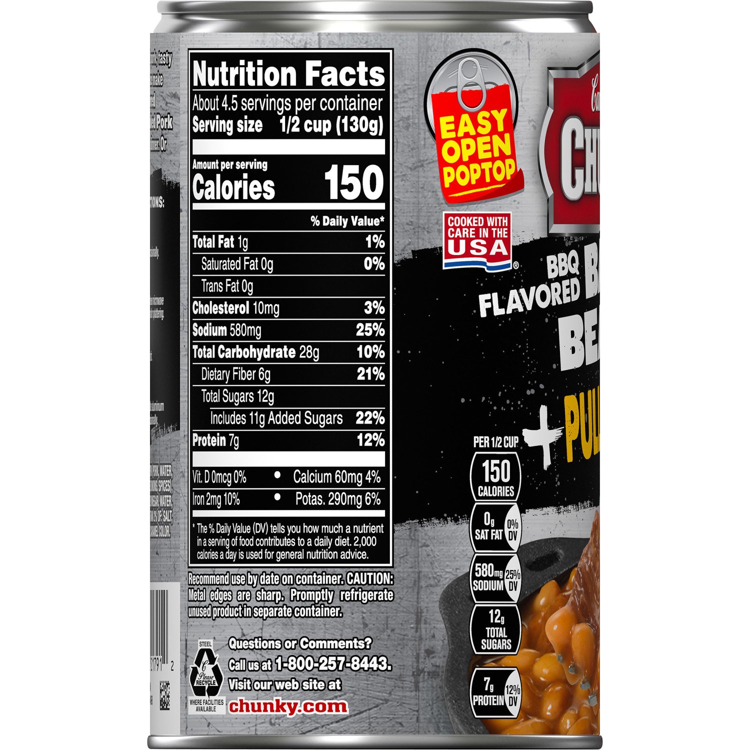 Campbell's Chunky BBQ Flavored Baked Beans & Pulled Pork, 20.5 oz. Can