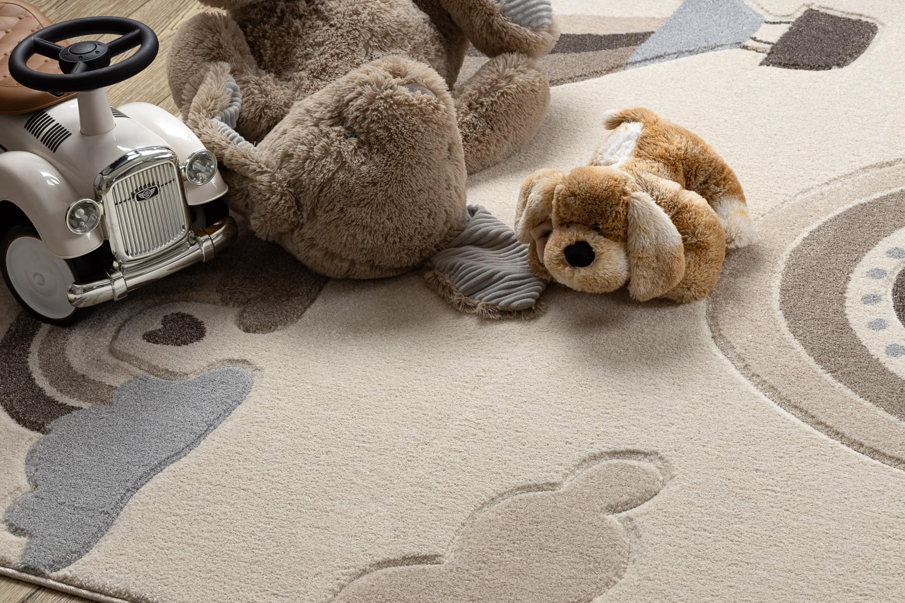 Kiddo Teppich 5644 Creme/beige Regenbogen-Wolkenmotiv 160x220 cm
