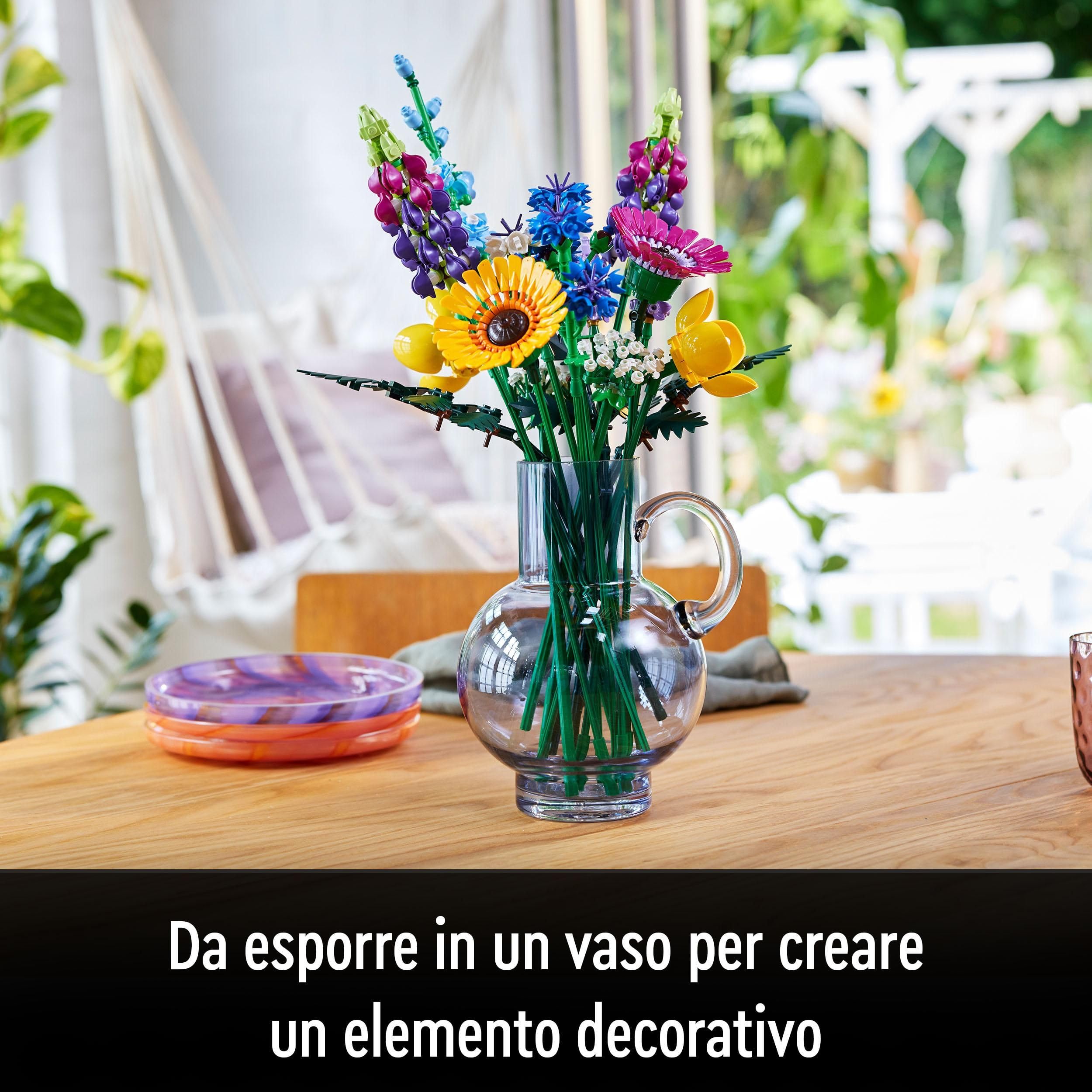 LEGO Botanicals Bouquet Fiori Selvatici Finti con Papaveri e Lavanda Artificiali - Idee Regalo per Uomo o Donna da Collezione - Decorazione di Casa Fai da Te - Hobby Creativi per Adulti - 10313