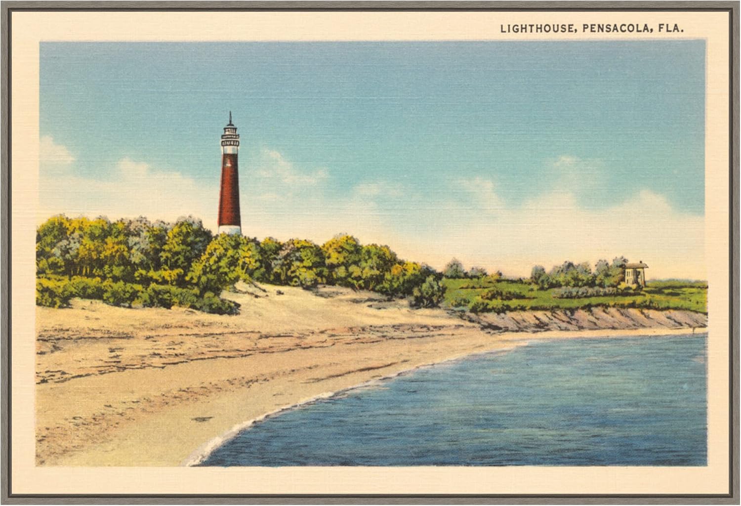 Amanti Art Framed Canvas Wall Art 23x33 Pensacola Lighthouse by Wild Apple Portfolio, Framed Wall Art Canvas, Beach Artwork, Country Rustic Decor, Large Poster Painting for Living Room, Bedroom,