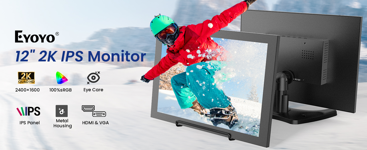 Eyoyo 12インチ　ポータブル小型モニター Amazon.com: Eyoyo 12 Inch CCTV Security Monitor with BNC/HDMI/VGA