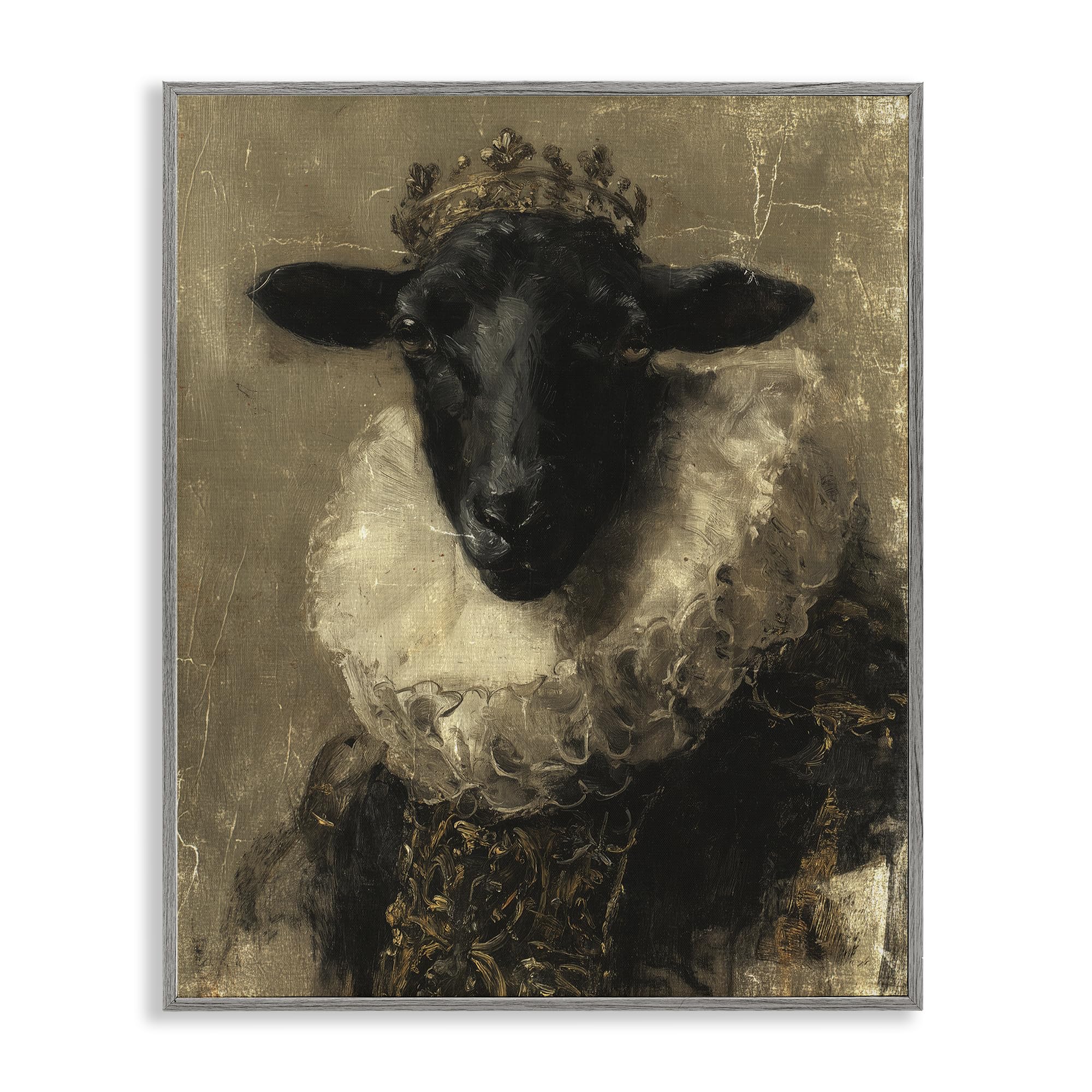 Stupell Industries Farmhouse Gray (Textured) Noble Ram Portrait Animal Print, 16 X 20 Inch Framed Giclée Print