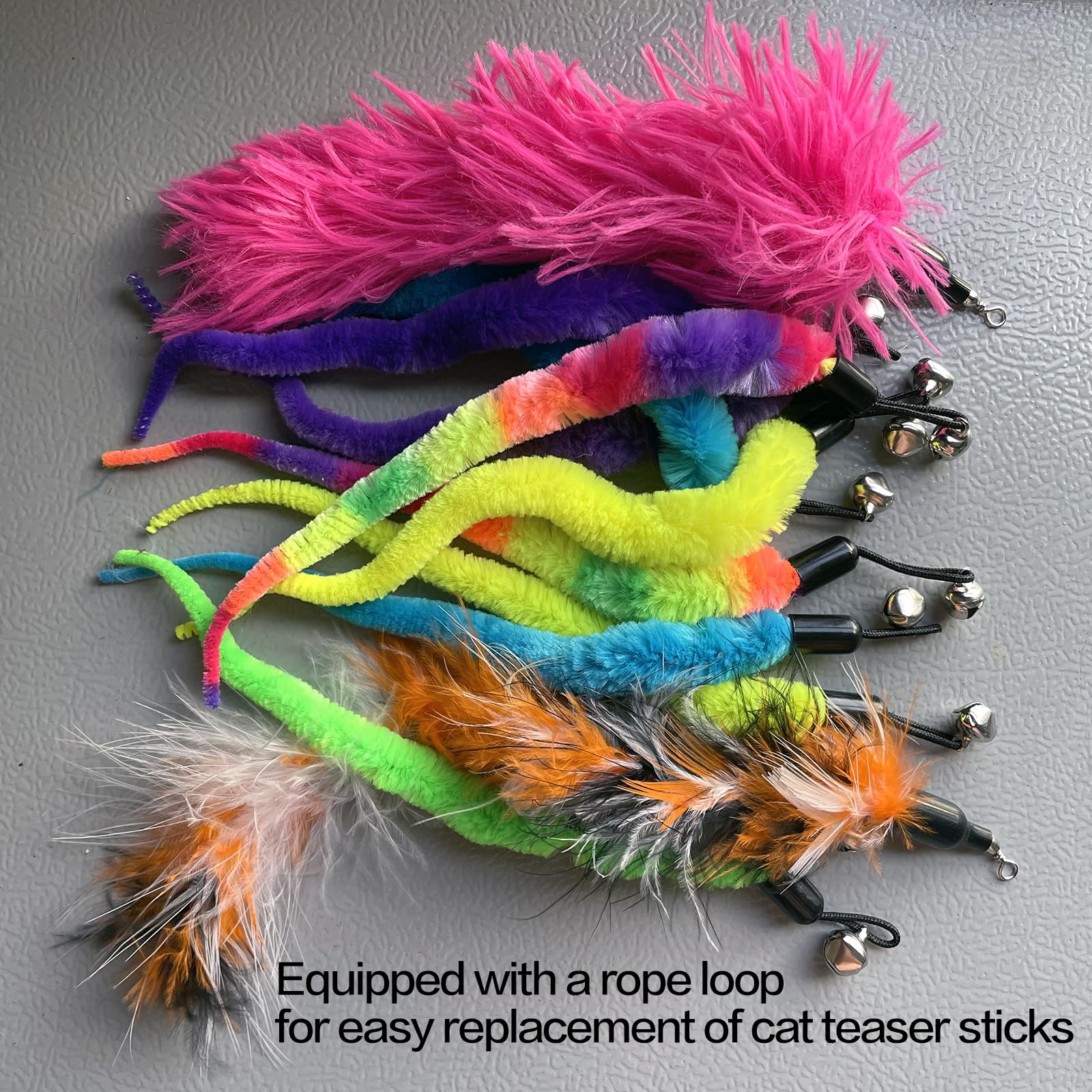 AcceLeah Recambios de varita de juguete para gatos, plumas naturales de pájaros, libélula y gusano de libélula, juguete de plumas de gato de repuesto para varita de gato (17 piezas (sin ojos))