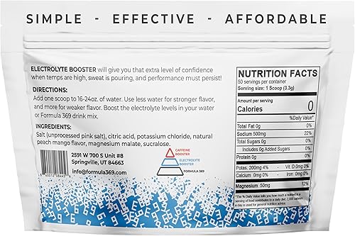 Miniatura 2 de Potenciador de electrolitos - Sabor a melocotón salado y mango, 50 porciones, 500 mg de sodio, 200 mg de potasio, 50 mg de magnesio para hidratación