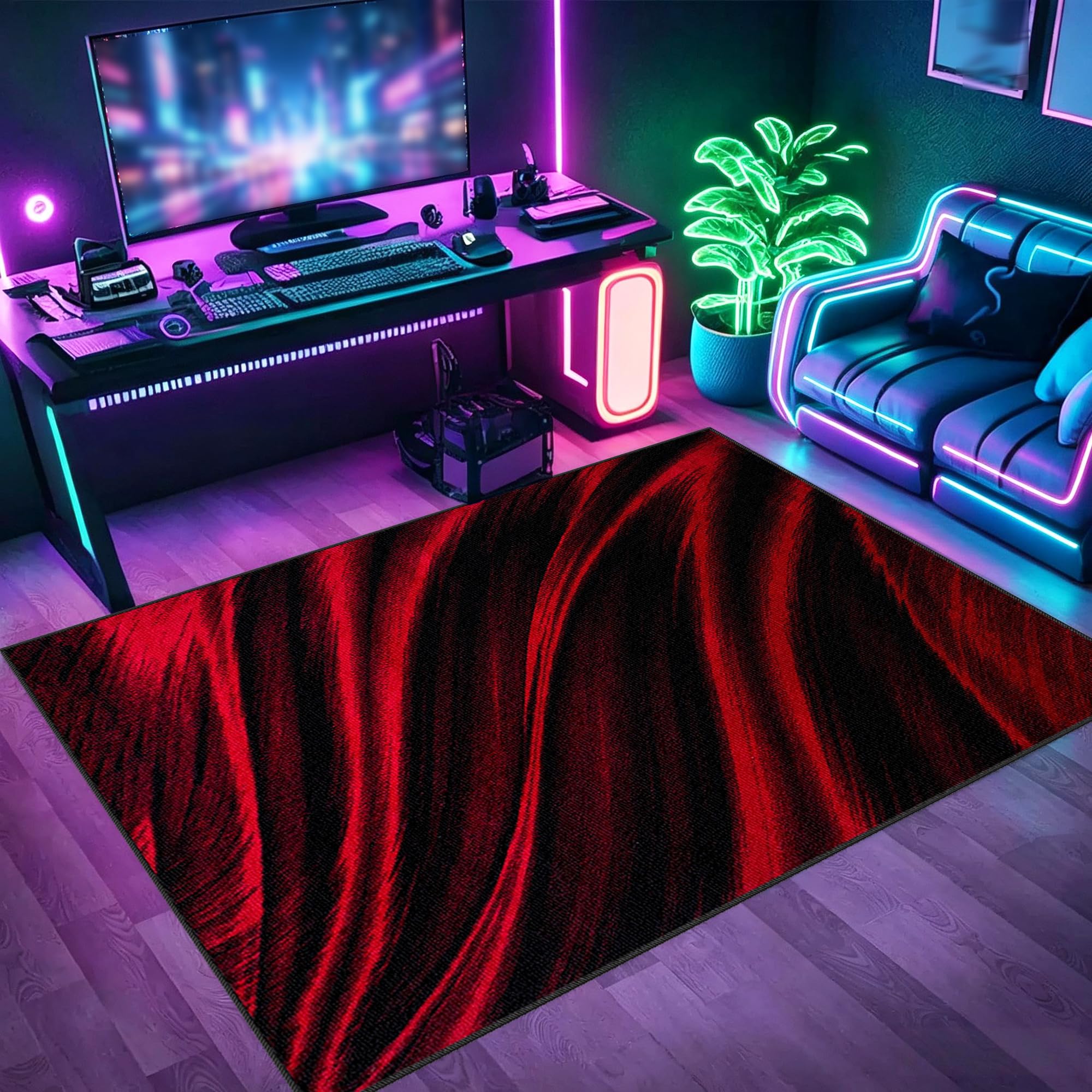 Zmywalny dywanik do pokoju zabaw, 120 x 160 cm / 47,24 x 62,99 cala Mata podłogowa na krzesło komputerowe do gier, mata sportowa, mata podłogowa dla graczy 3D do sypialni na krzesło biurowe