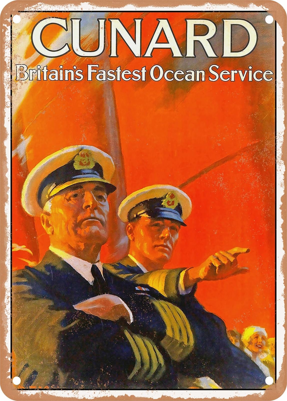 Miaomansenstore Metal Sign - 1937 Cunard Britain's Fastest Ocean Service Vintage Ad Home Decor
