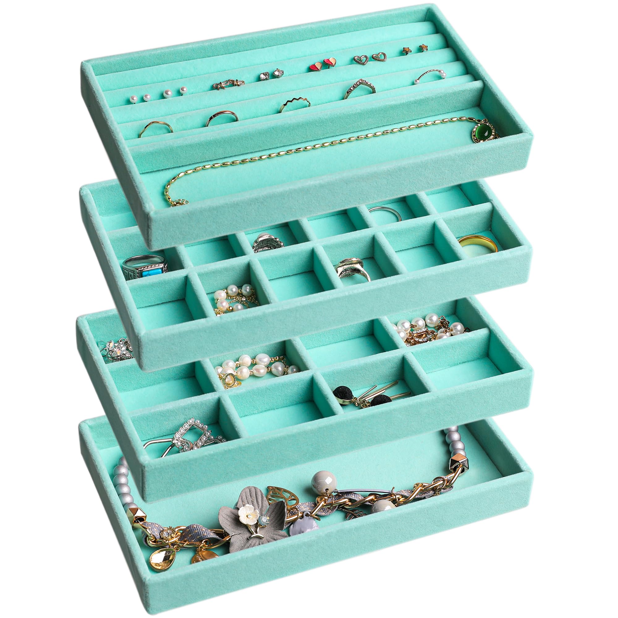 Présentoir de bijoux turquoise Frebeauty en velours haut de gamme