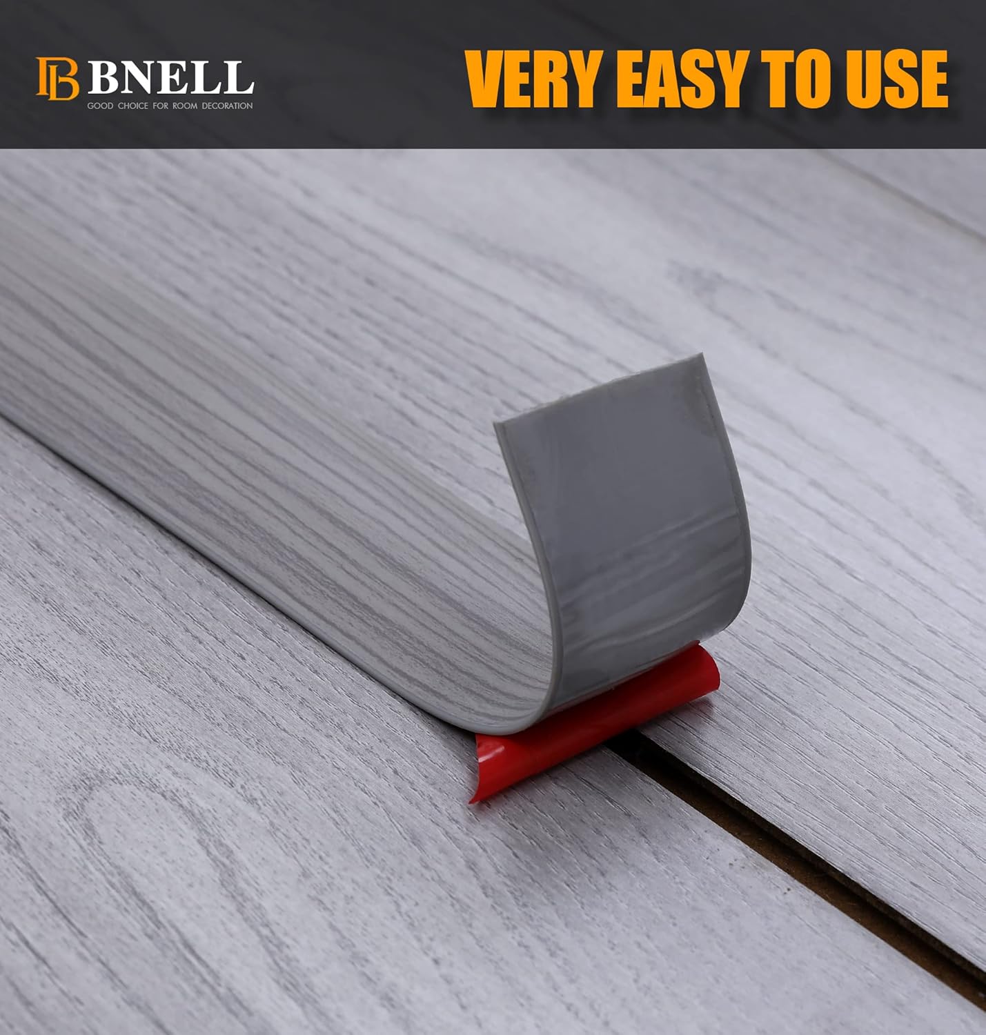 Bnell Floor Transition Strip Self Adhesive Vinyl Laminate Floor Cover Strip 3" Flat Divider for Joining Gaps and Doorway Transitions (10Ft, 7.6cm, Ash Wood Grain)