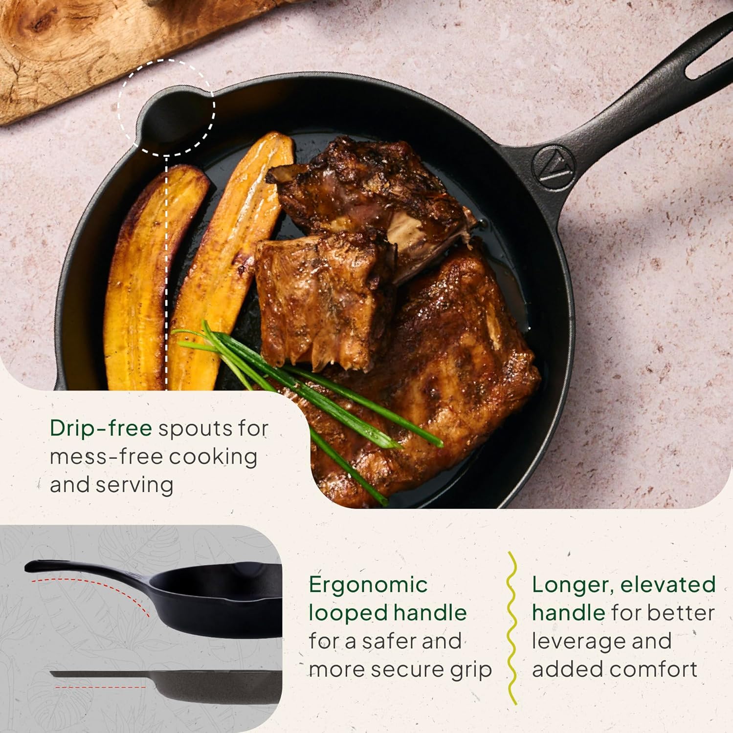 Victoria Cookware 12-Inch Amazonia Cast Iron Skillet, Decorative Preseasoned Frying Pan with Cast Design, Made in Colombia, Jaguar