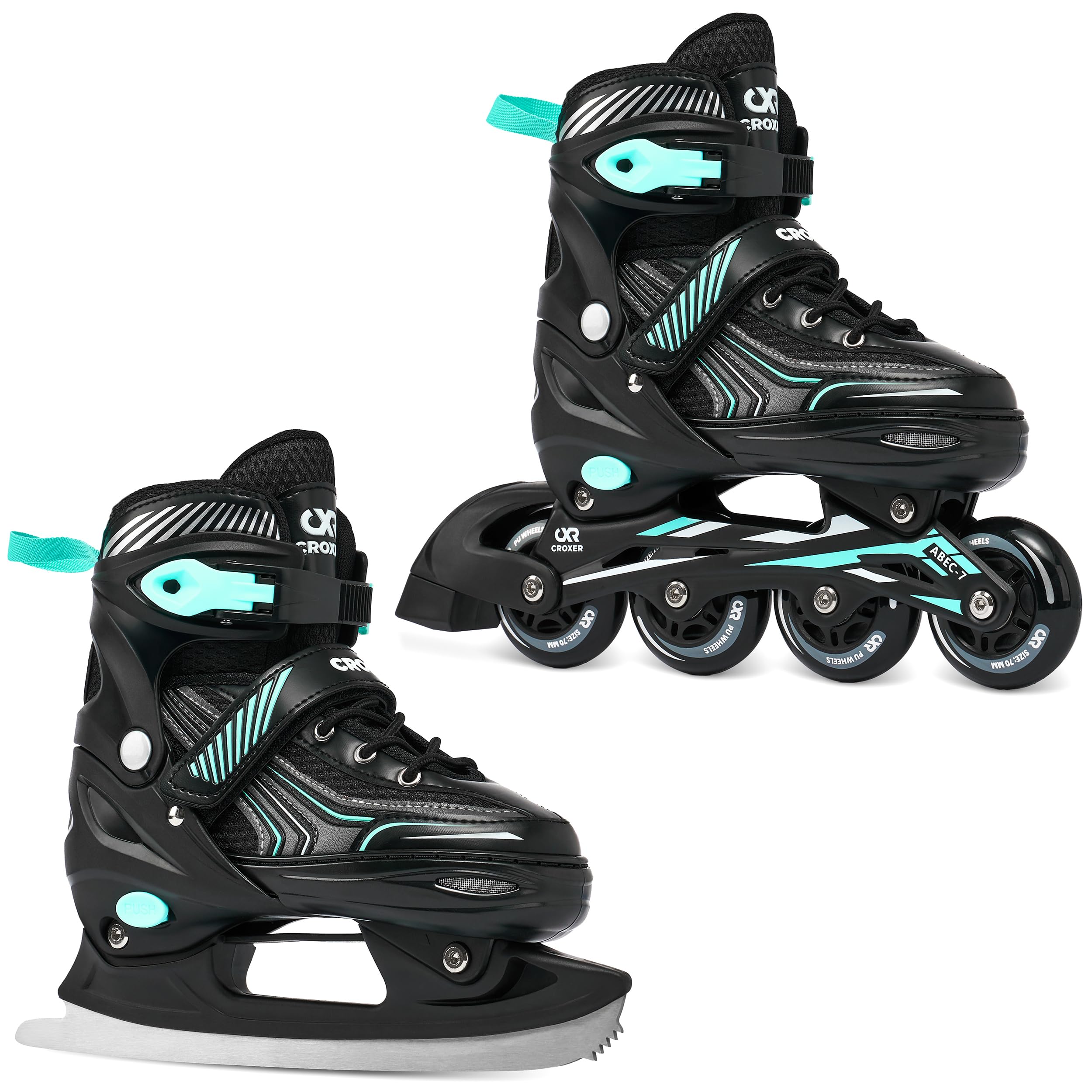 Optima 2in1 Pattini da ghiaccio Pattini in linea Inline Skates per bambin e adulti regolabili