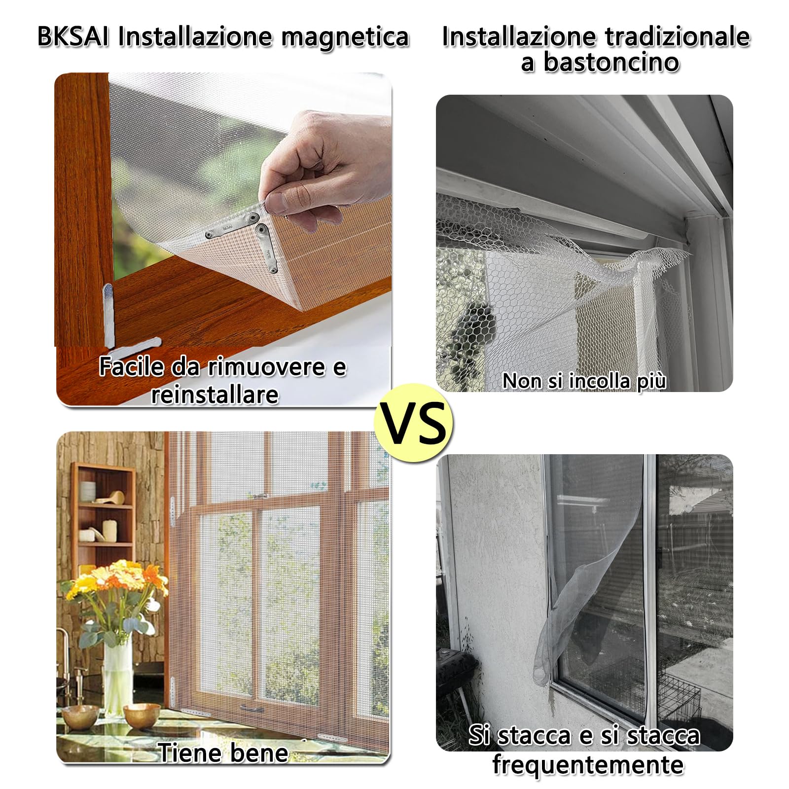 BKSAI Zanzariera per finestra, magnetica, senza foratura, per lucernario, zanzariera, per interni ed esterni, chiusura magnetica (bianco, 130 x 150 cm