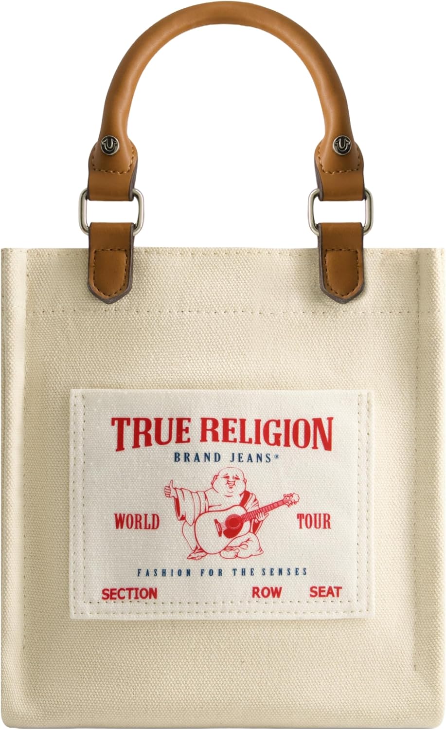 True Religion Women's Tote Bag, Buddha Pocket Travel Shoulder Handbag with Adjustable Removable Crossbody Strap
