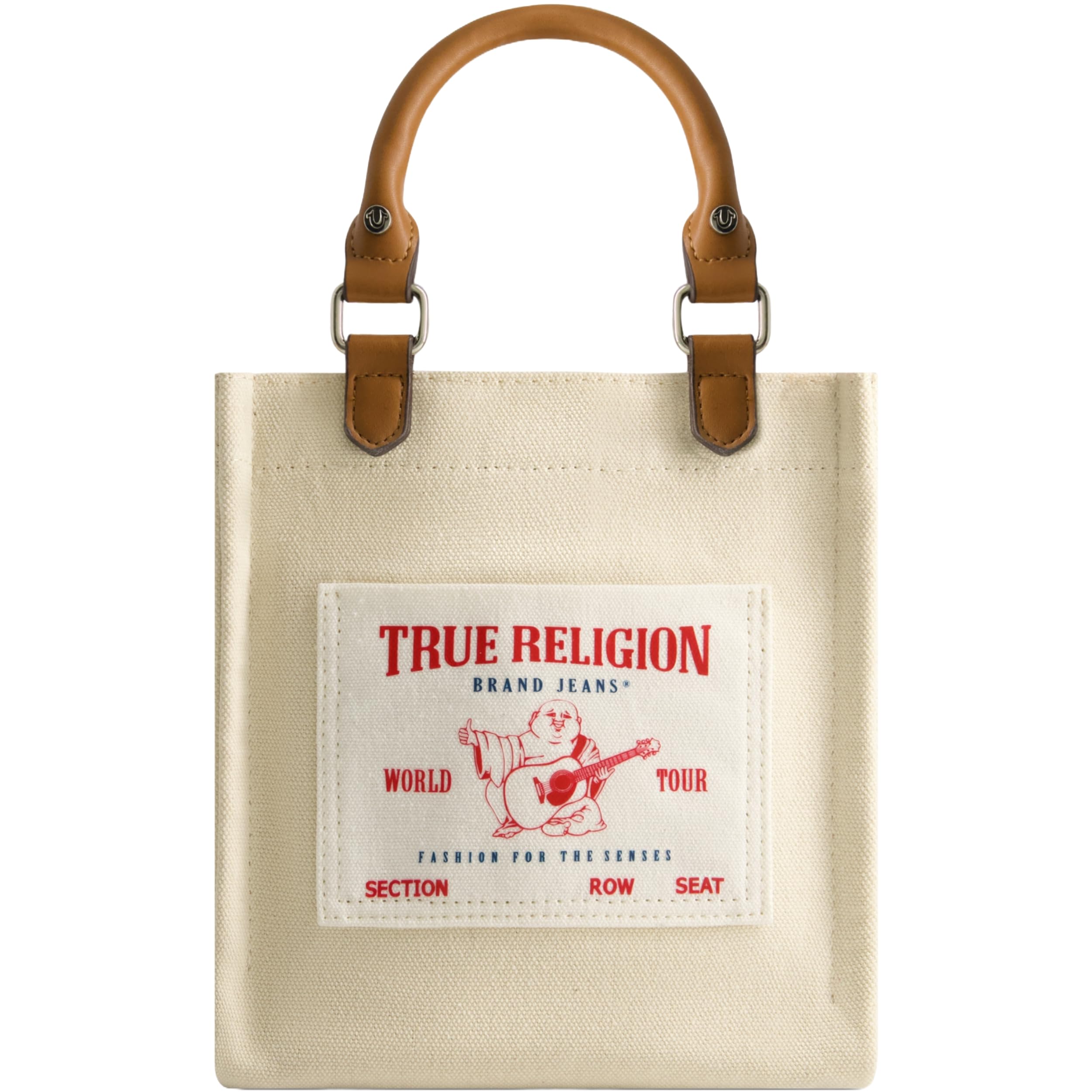 True Religion Women's Tote Bag, Buddha Pocket Travel Shoulder Handbag with Adjustable Removable Crossbody Strap
