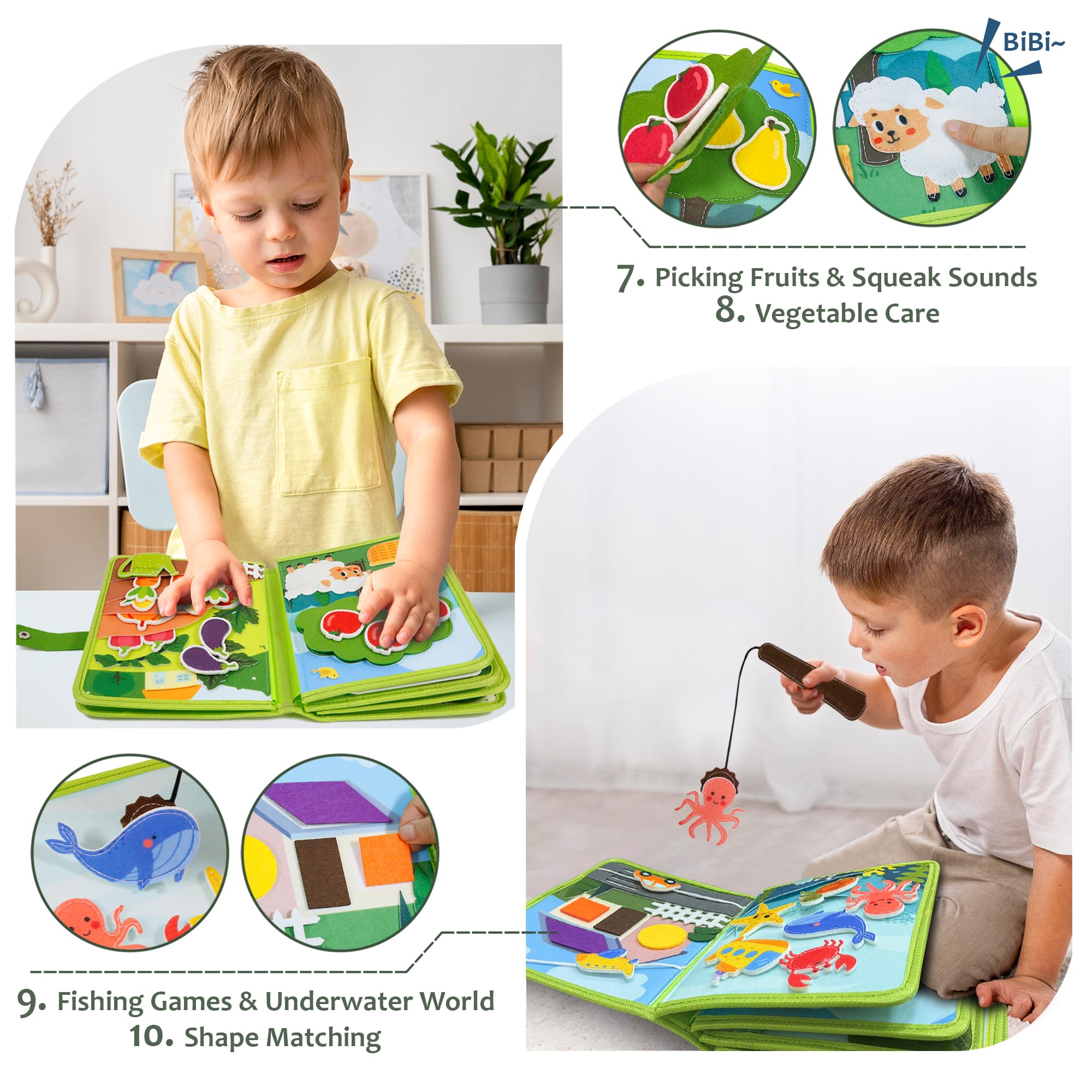 MutoToy® Busy Book for 1 2 3 Year Old, 22 in 1 Montessori Busy Board for Toddlers with Life Skills Matching, Sorting - Image 3
