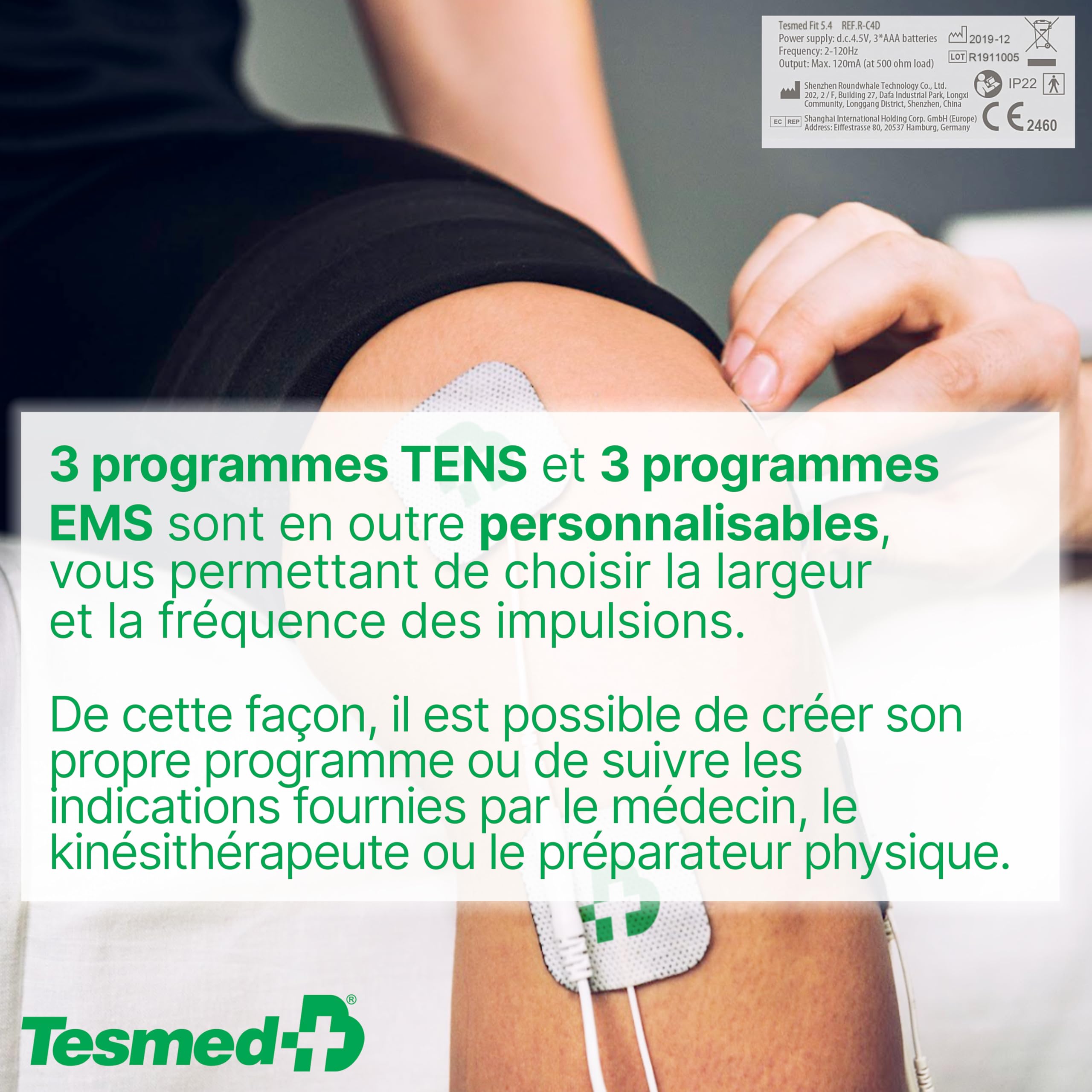 TESMED Fit 5.4 Elettrostimolatore EMS TENS con ABS Pad Addominali Incluso