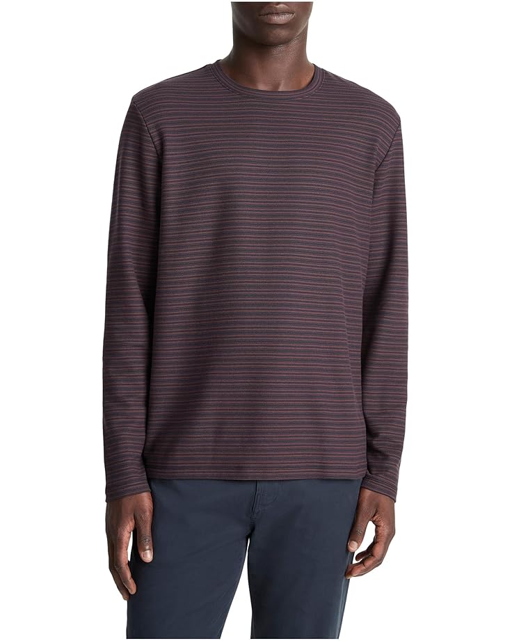 Vince Pima Pique Stripe Long Sleeve Crew - Main View