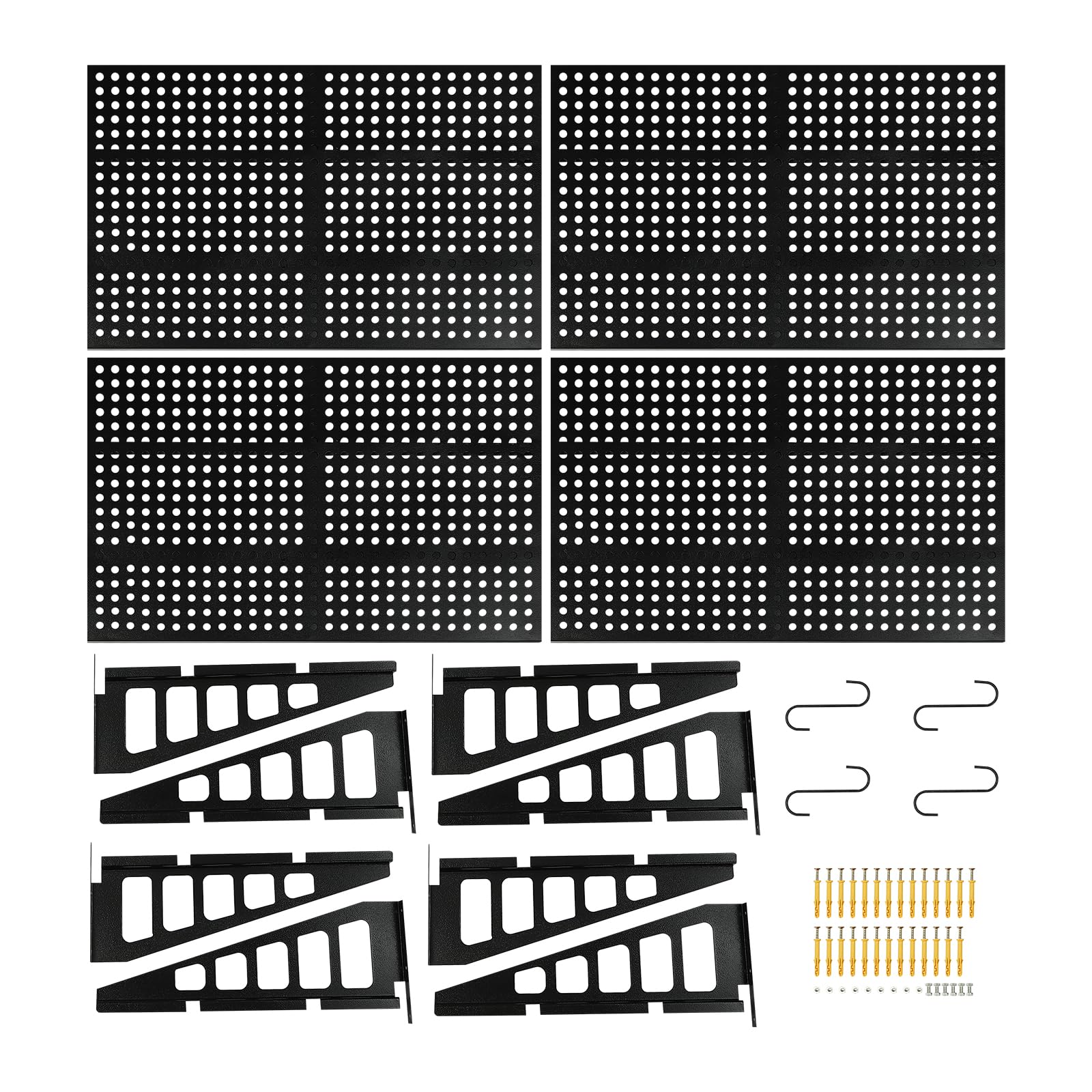 Scaffale da Parete per Garage, Confezione da 2, con 4 Ganci, capacità di carico di 560 libbre (Totale) (Nero, 72" x 24"/ciascuno)