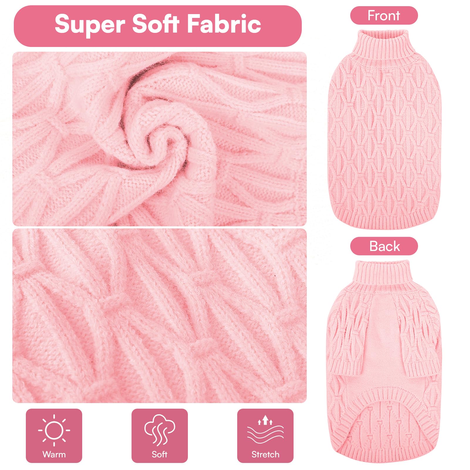 Queenmore Maglione per Whippet, Maglioncino Cane Morbida e Calda, Felpa Cane Grande per Labrador, Golden Retriever e Border Collie, Rosa, 2XL