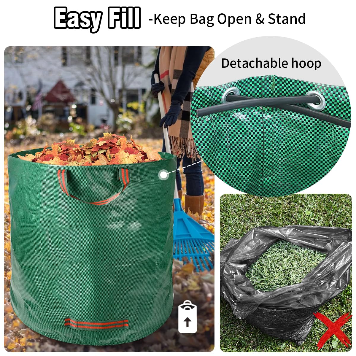 Sac De Jardin 120 Litres Avec Poignées Pliable Jardinage Dechets Verts Compost Kz Garden 67f7d5fda86345abb3a6131f