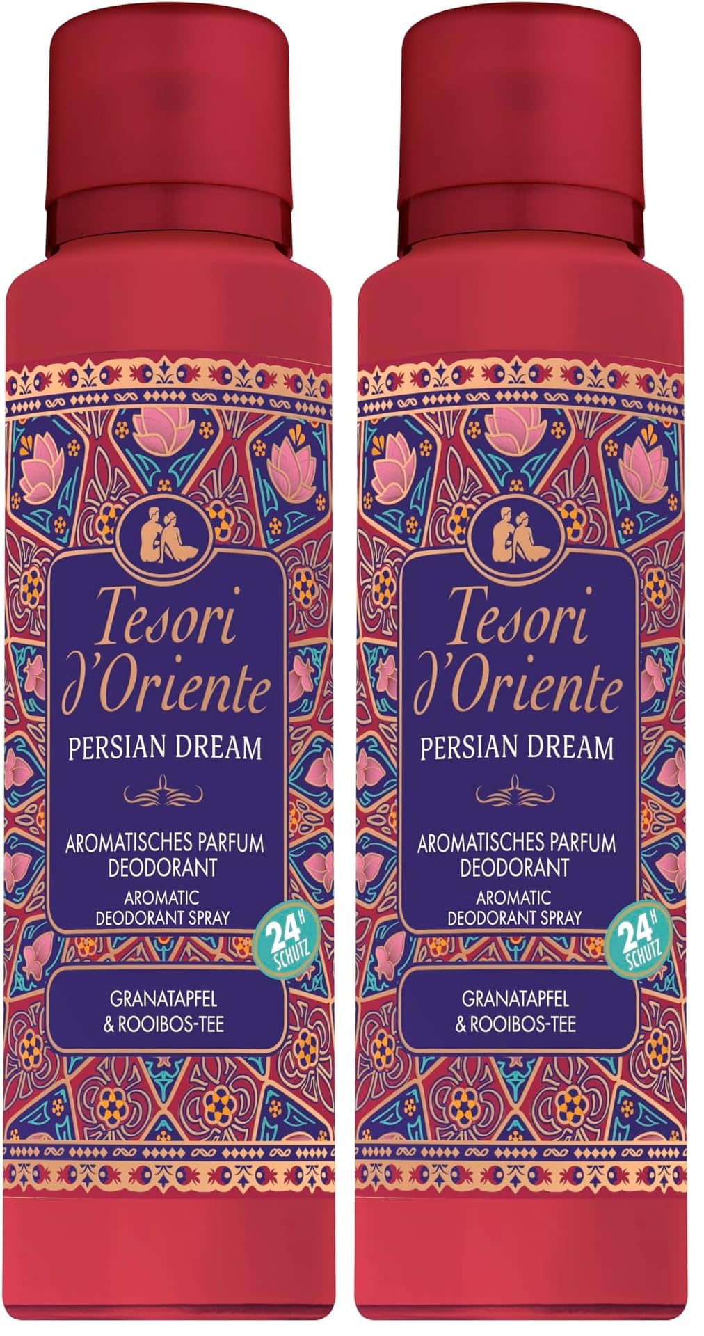 TESORI D’ORIENTE aromatisches Parfum Deodorant 'Persian Dream' 150 ml, mit Granatapfel & Rooibos-Tee, 24 h Schutz, Wellness-Ritual für Körper & Sinne (Packung mit 2)