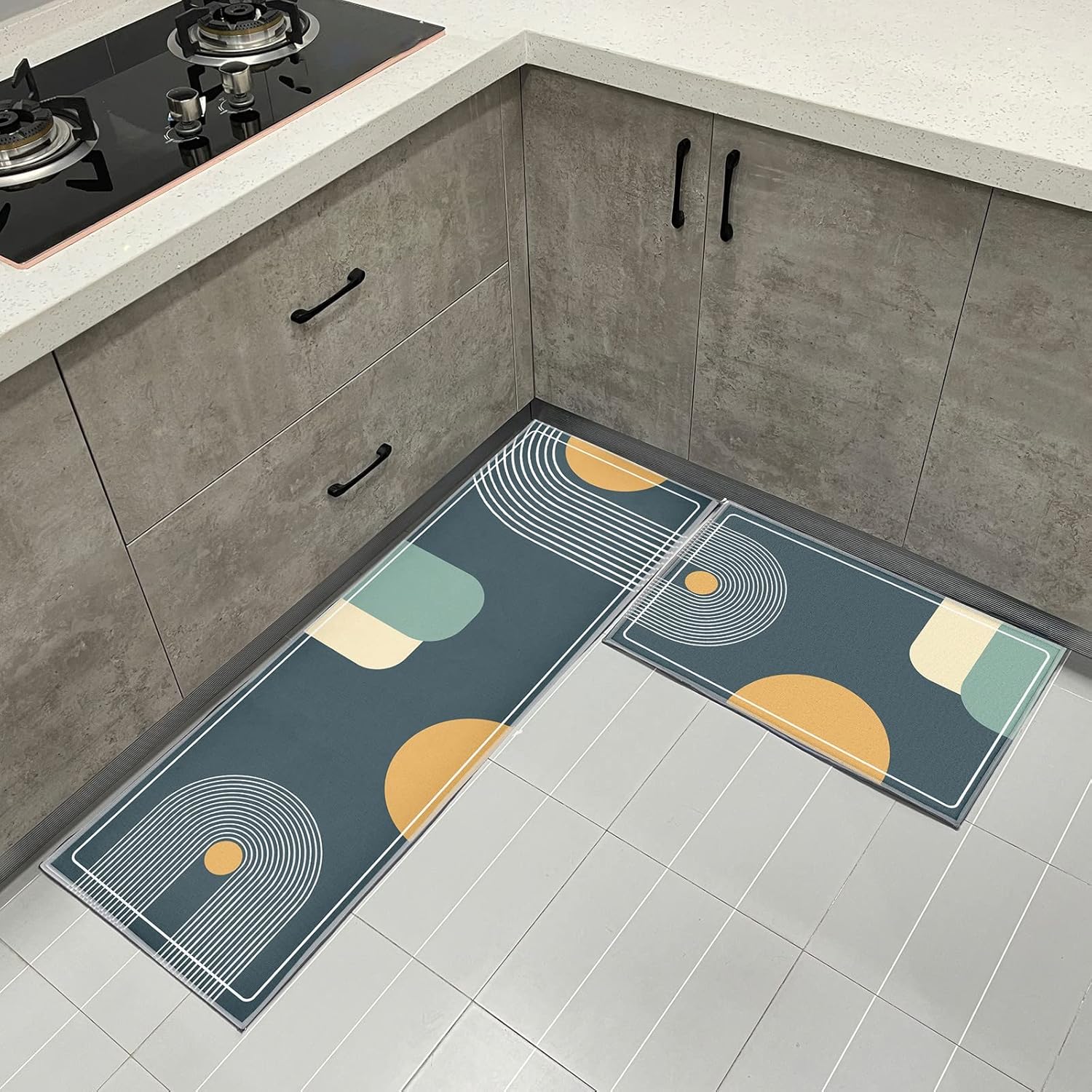 AVJWWD NonSlip Kitchen Mats 2 Pieces, Geometric kitchen floor mat