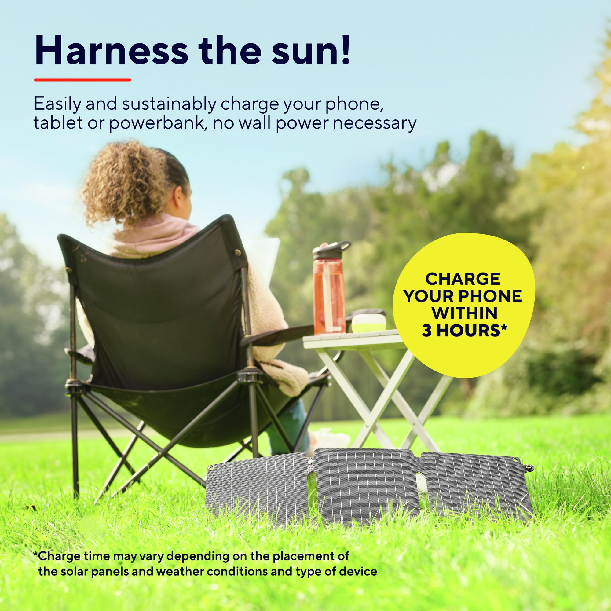 Trust Zuny 20W Panel Solar Portátil USB-C USB-A, Placa Solar Camping | Cargador Portátil 15W, Batería Cargador para Movil iPhone iPad Samsung Tablet Power Bank Camper Viajar