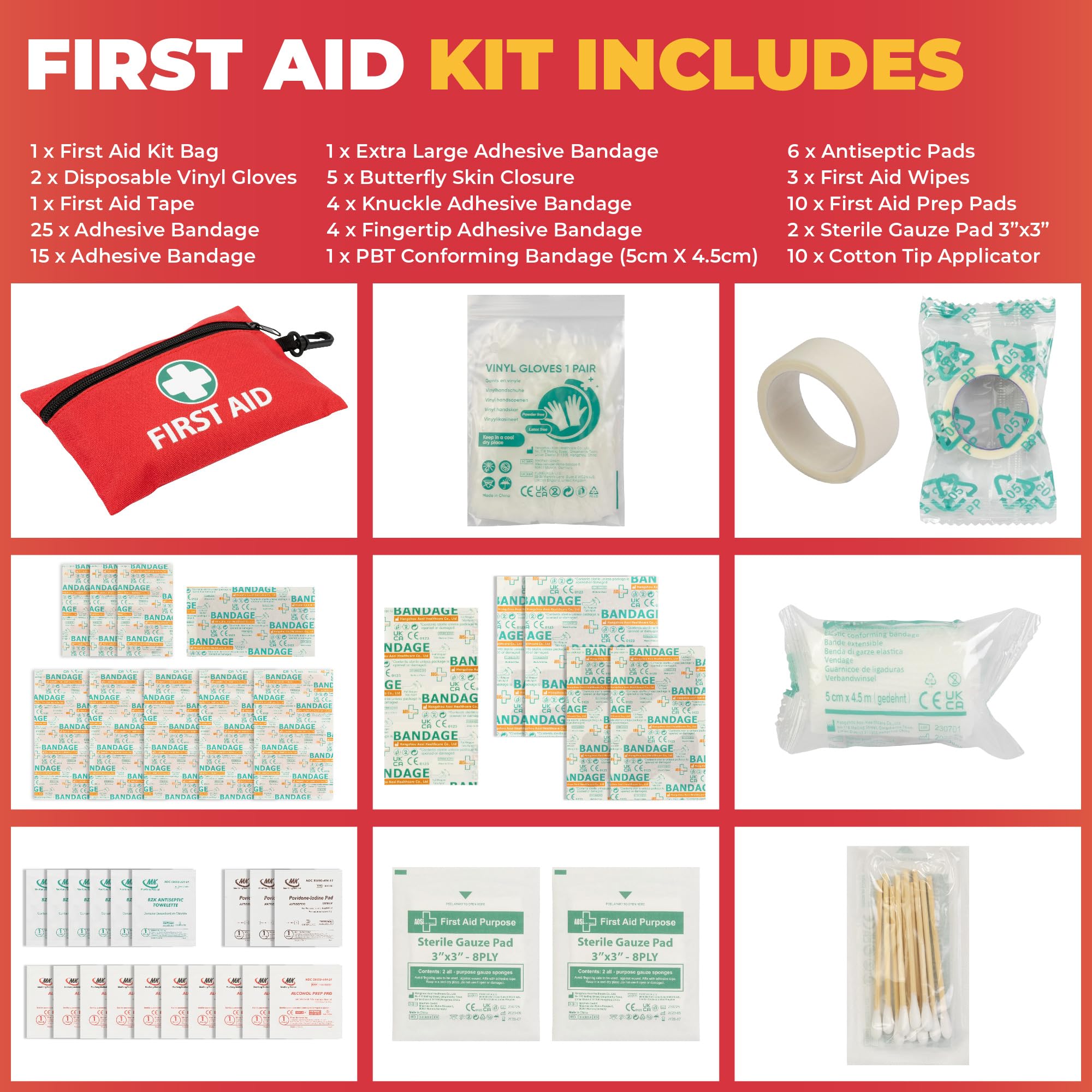 GADLANE Kit d'urgence pour Voiture – Kit de dépannage pour Auto Extra Large avec Triangle d'avertissement, Corde de remorquage, Trousse de Premiers Secours, Marteau de sécurité et étui de Rangement