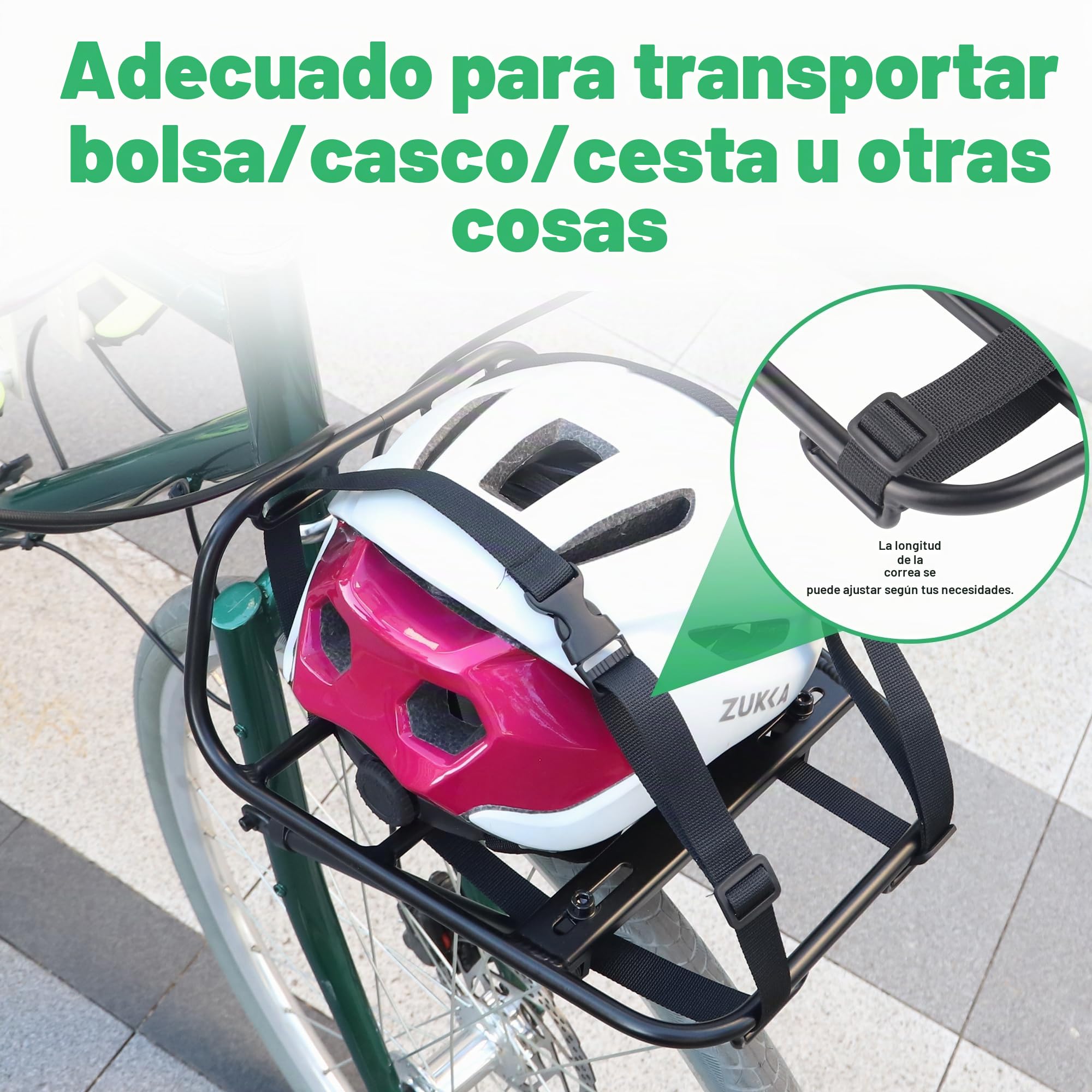 ZUKKA - Portaequipajes de bicicleta delantero - Carga máxima de 15 kg - Aleación de aluminio - Apto para bicicletas de 24-29 pulgadas 700C para bicicleta de montaña y bicicleta de carretera