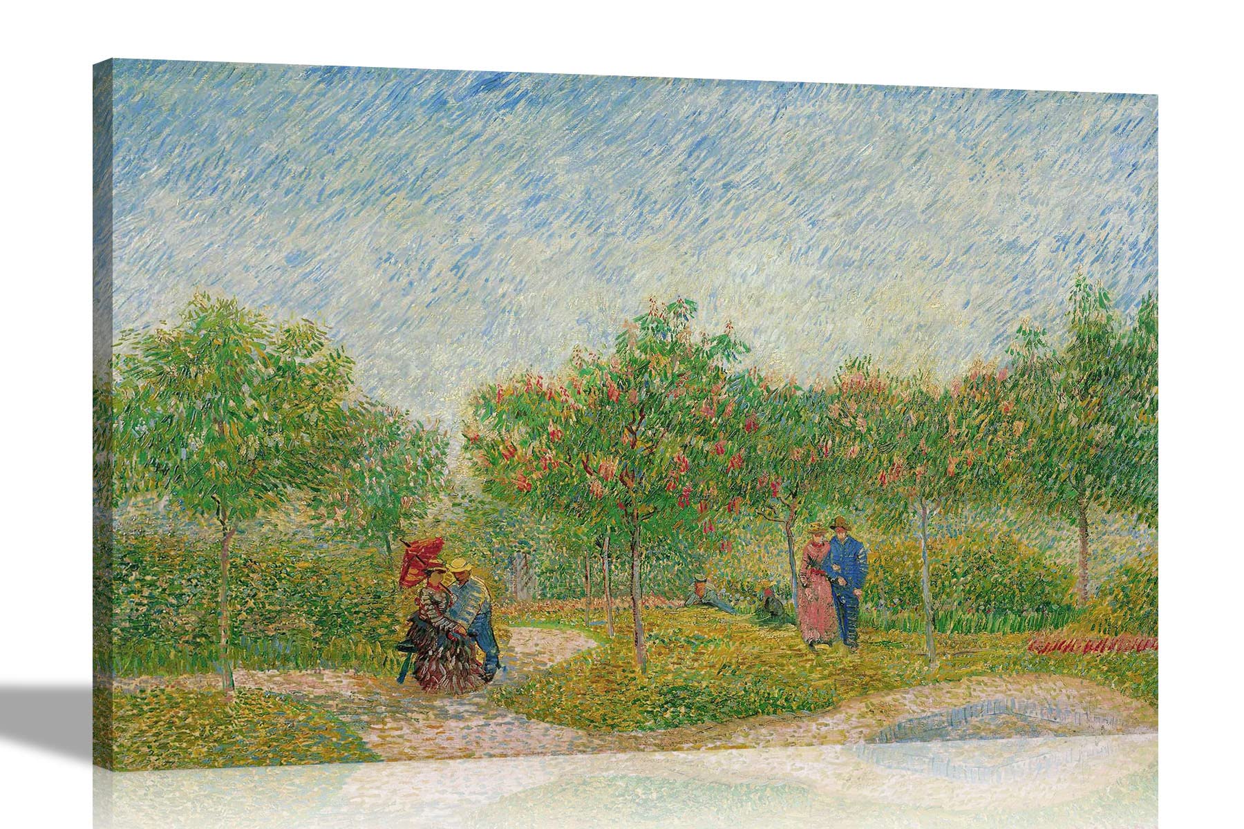 Artley Prints Garden With Courting Couples By Vincent Van Gogh On Framed Canvas Wall Art | Home Decor Modern Artwork Prints | Framed Pictures 51 X 35Cm (20 X 14 Inches)