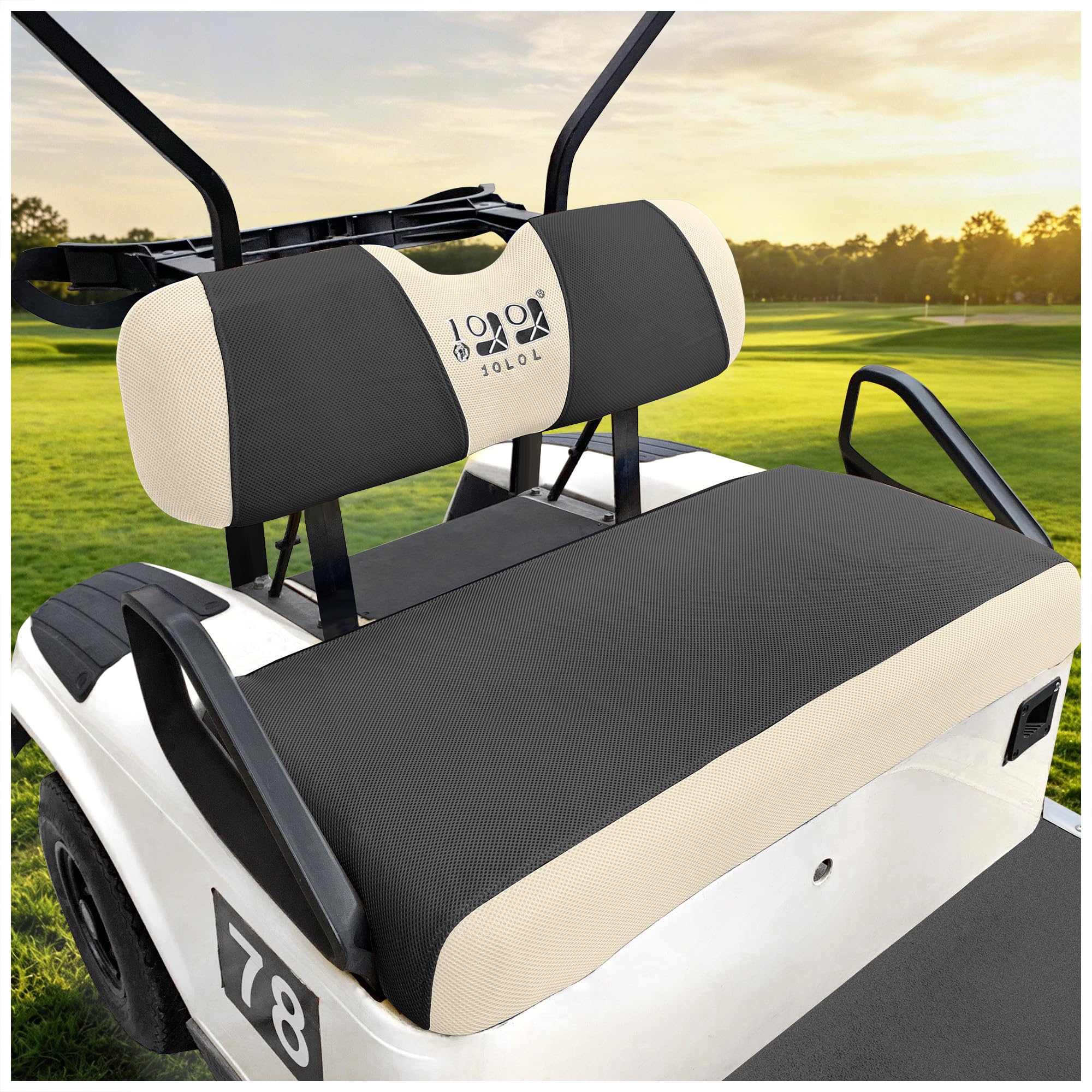 10L0L Juego de Fundas para Asientos de Carrito de Golf EZGO TXT y RXV, Transpirables y con Tejido de Malla de poliéster Lavable Gris Negro/Amarillo/Beige