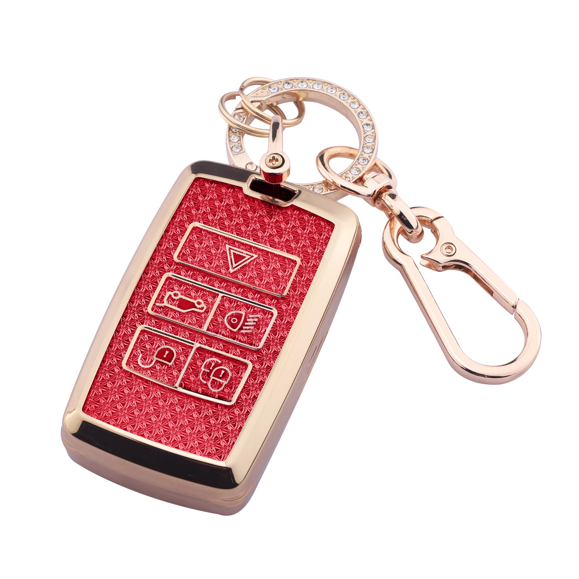 Cute Bling Key Fob Cover for Range Rover, Diamond Cut TPU Case with Keychain, Protective Shell