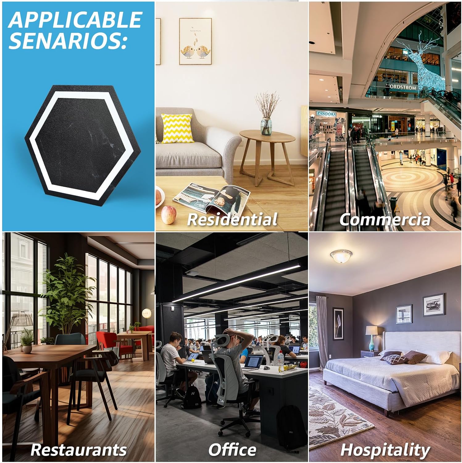 Black Marble Hexagon Peel and Stick Waterproof Vinyl Floor Tiles