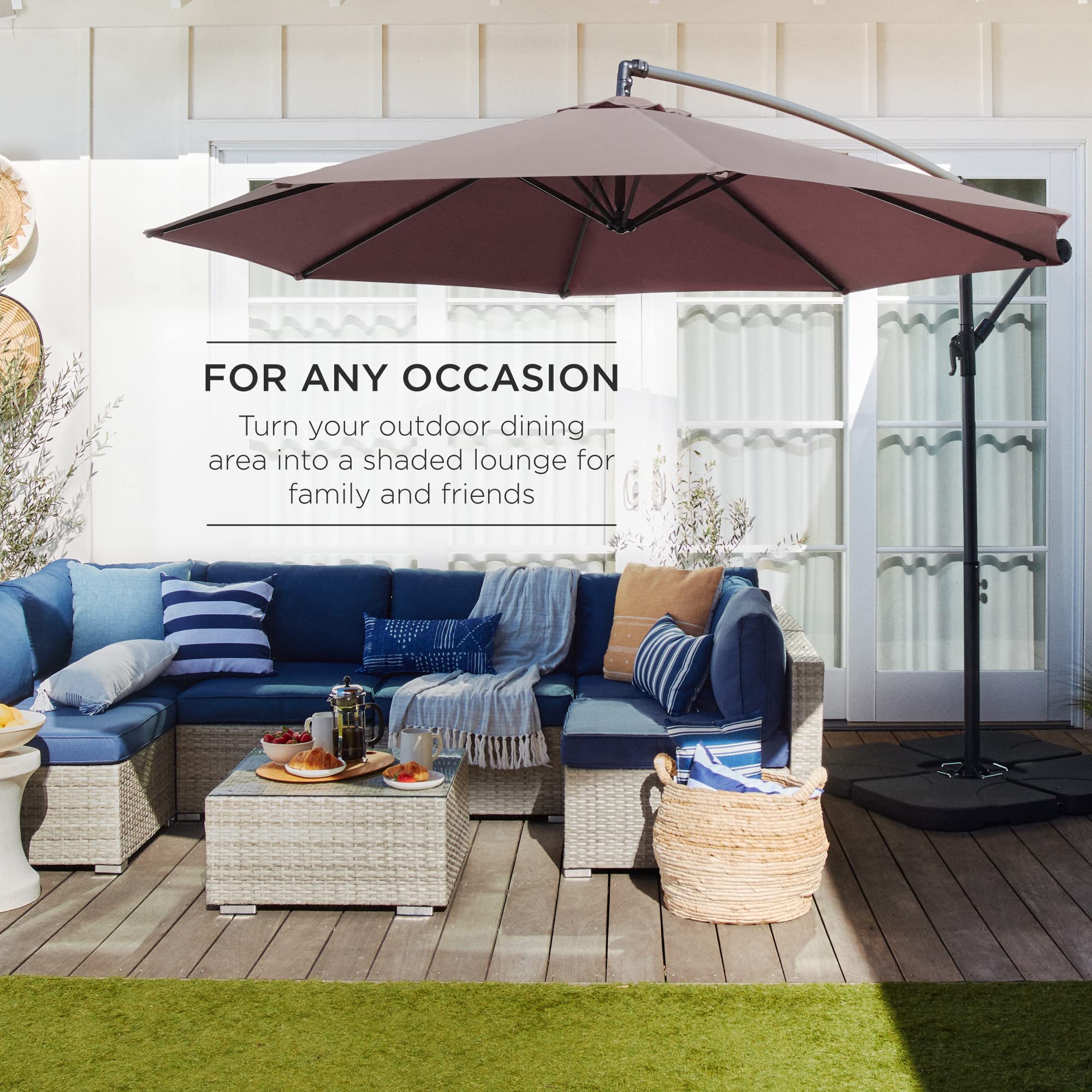 11 lighted patio umbrella with stand Solar LED Cantilever Patio Umbrella