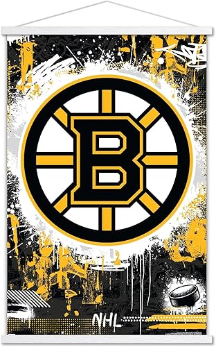 Trends International NHL Boston Bruins - Póster de pared con logotipo Maximalist 23 con marco magnético