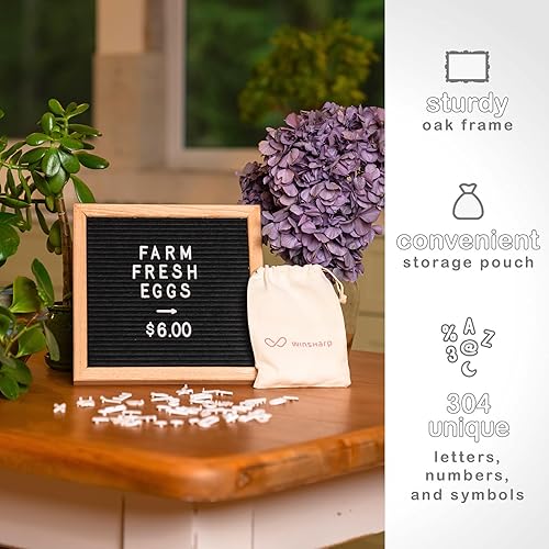 Miniatura 7 de Tablero de letras de fieltro negro  Marco de madera manchado oscuro elegante con letras blancas  Tableros de letreros intercambiables de primera