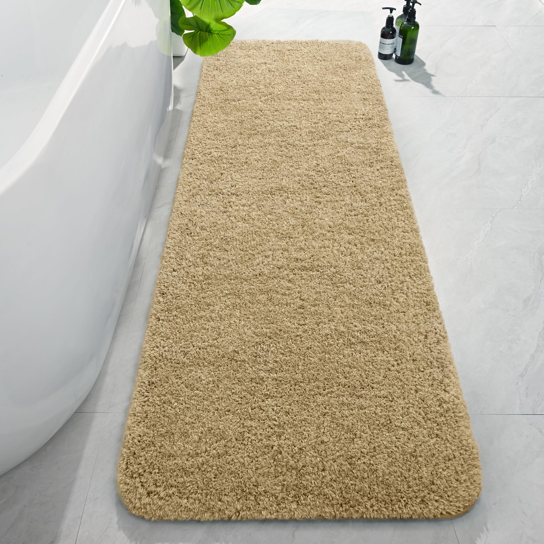 AROGAN Luxury Long Bathroom Runner Rug, 24x72 Inch Thick Soft and Absorbent Non Slip Bath Mat, Rubber Backing Quick Dry Rugs Carpets, Machine Washable