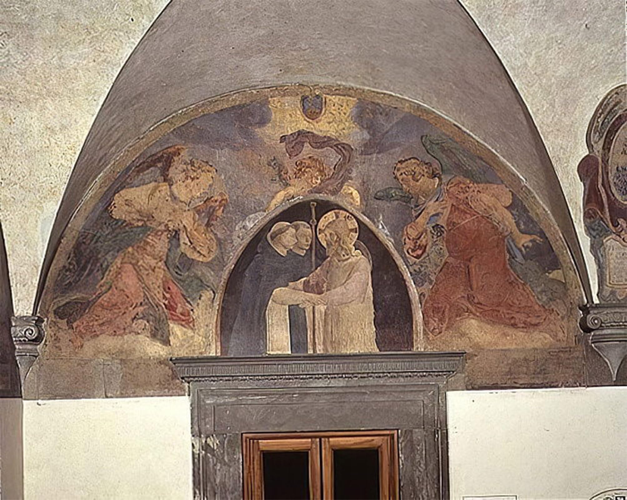 HRJUBWREE Vintage Poster Photo Wall Print Mural Artwork Christ Welcomes Two Dominican Friars Lunette by Fra Angelico Art Prints Painting for Office Decor 60x90cm