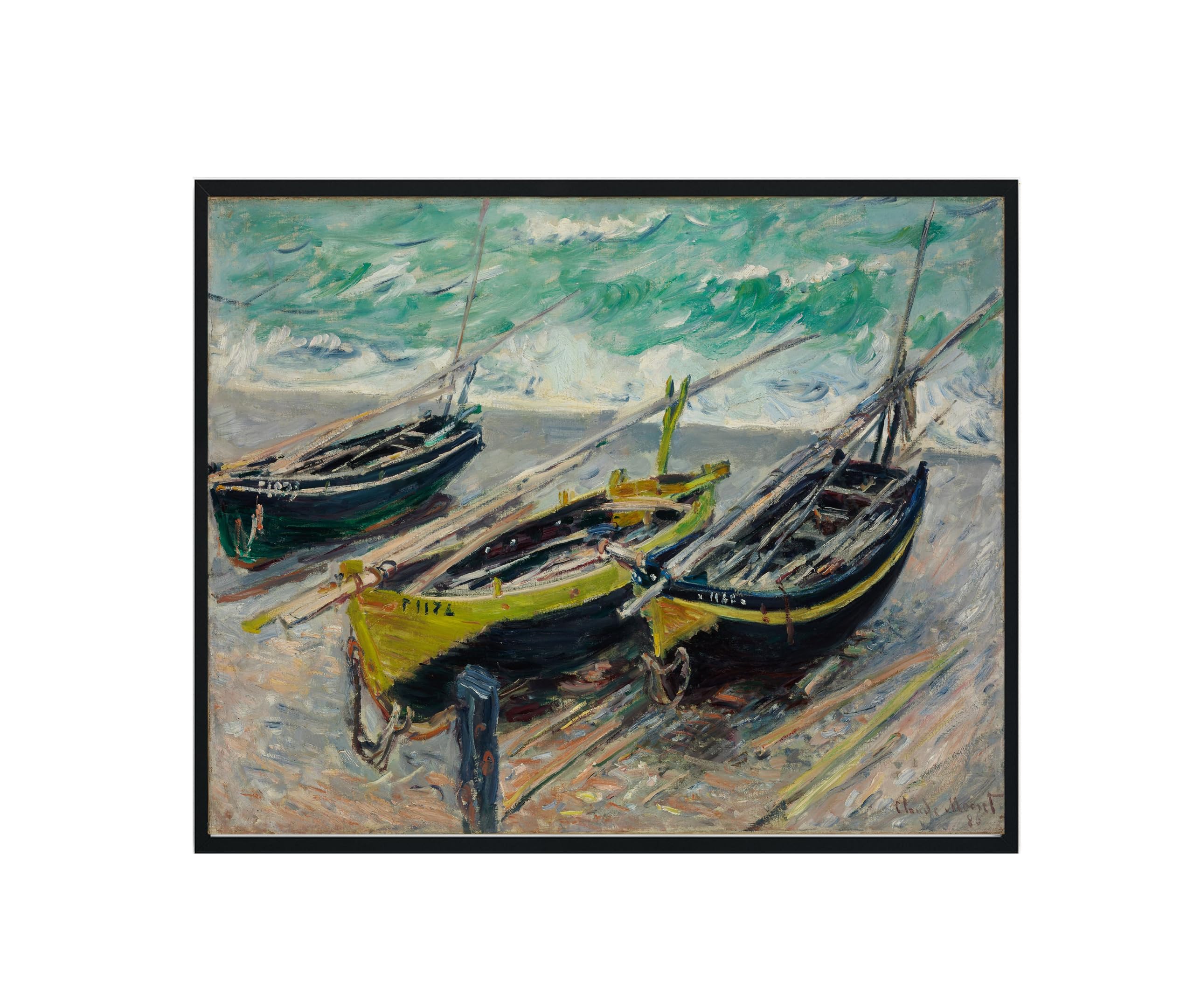 Claude Monet Wall Art Print Poster, Three Fishing Boats Claude Monet Wall Art Exhibition For Wall Decor, Horizontal Gallery Collection Artwork for
