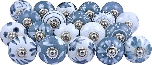 JGARTS - Tiradores de cerámica pintados a mano para cajones y armarios (20 unidades)