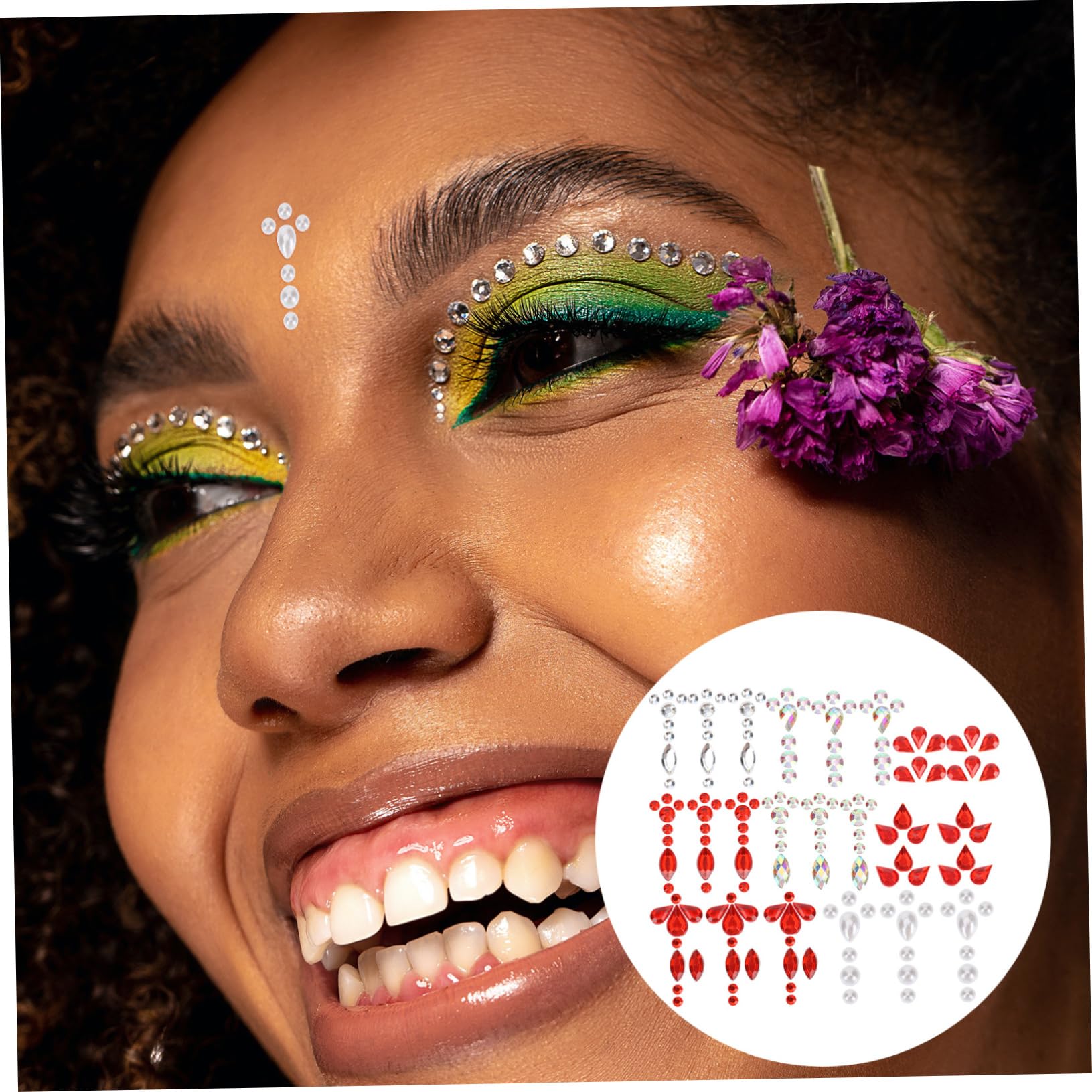 Beavorty 4 Set Di Gemme Per Il Trucco Adesivi Per Festival Gioielli Decorazioni Per Gli Occhi Gioielli Per Il Corpo Per Eventi 7 Fogli * 4