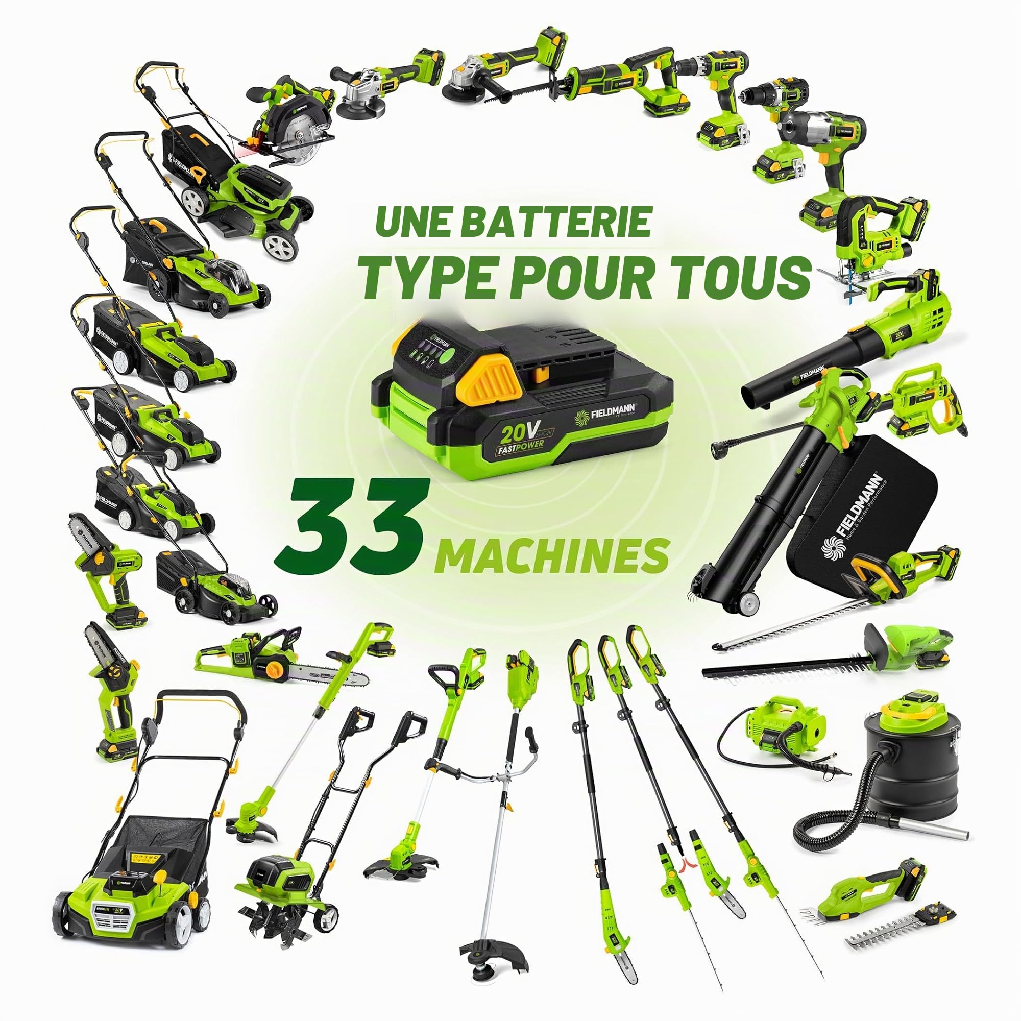 Scarificateur Électrique Brushless 20V - Largeur 38cm, 16 Couteaux, Réglage 5 Positions (-12 à +6mm), Poignée Ergonomique, Batteries et Chargeur Non Inclus - Fast Power 20V
