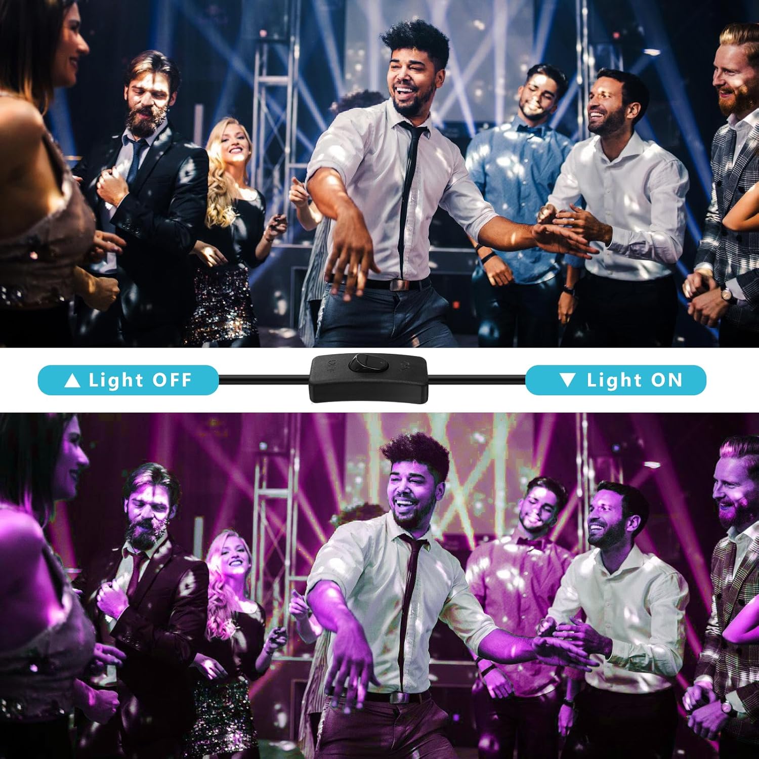 2 Pack 365nm 30W LED Black Light with US Standard Plug and Switch, 4.9ft Power Cord, Blacklight is Used for Indoor or Outdoor Glow Party, Stage Lighting,Body Paint, Fluorescent Poster